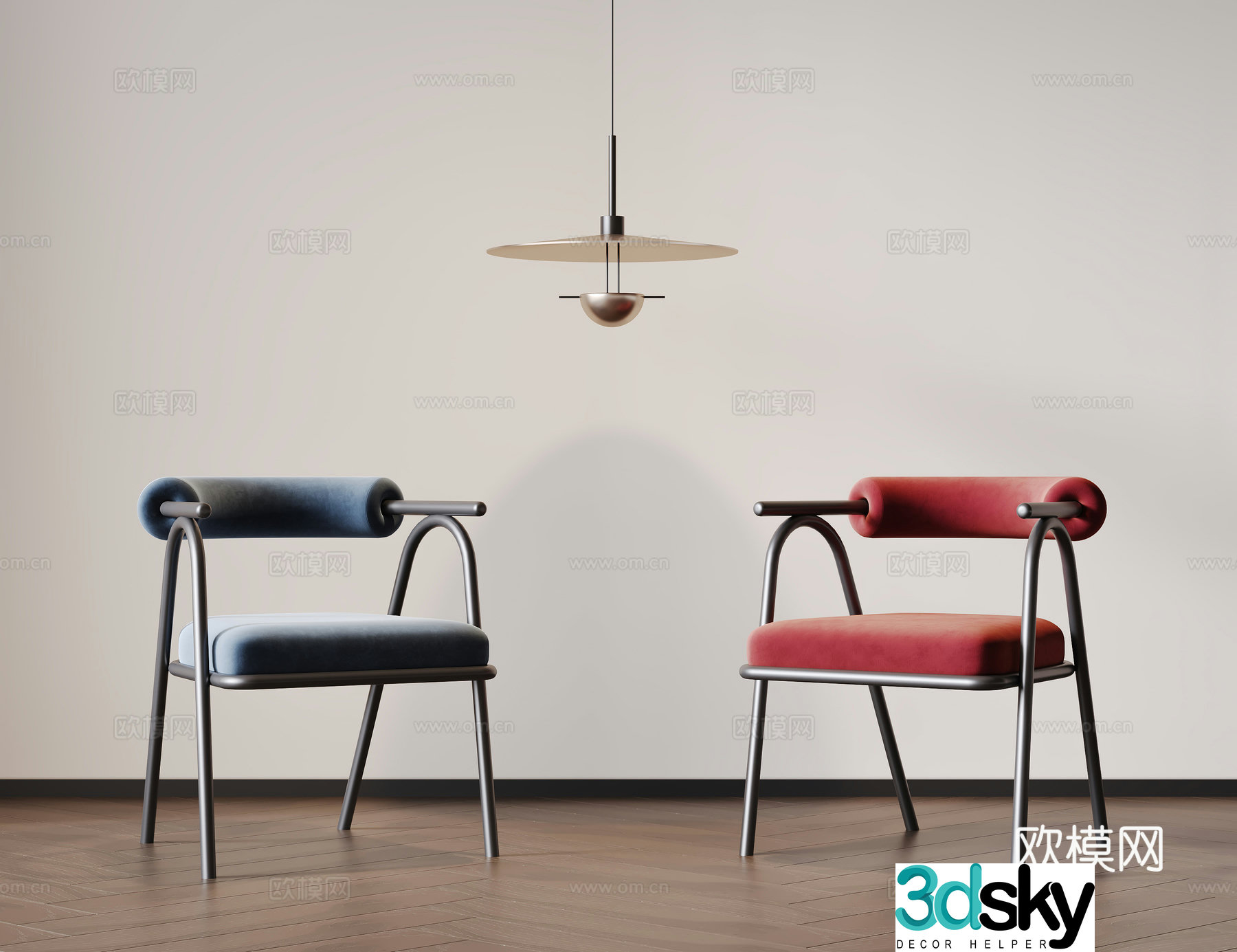 American single chair dining chair book chair dressing chair wrought iron dining chair 3d model