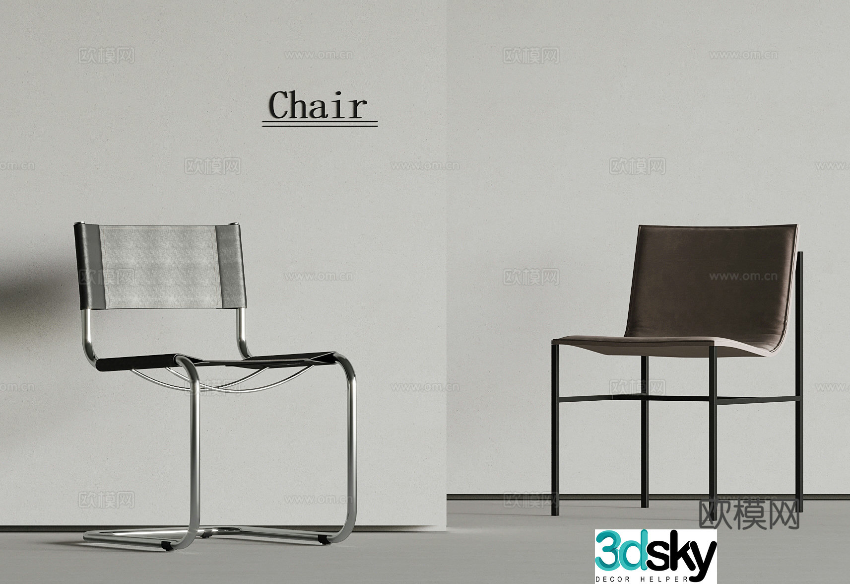 Modern Italian chair desk chair dining chair 3d model
