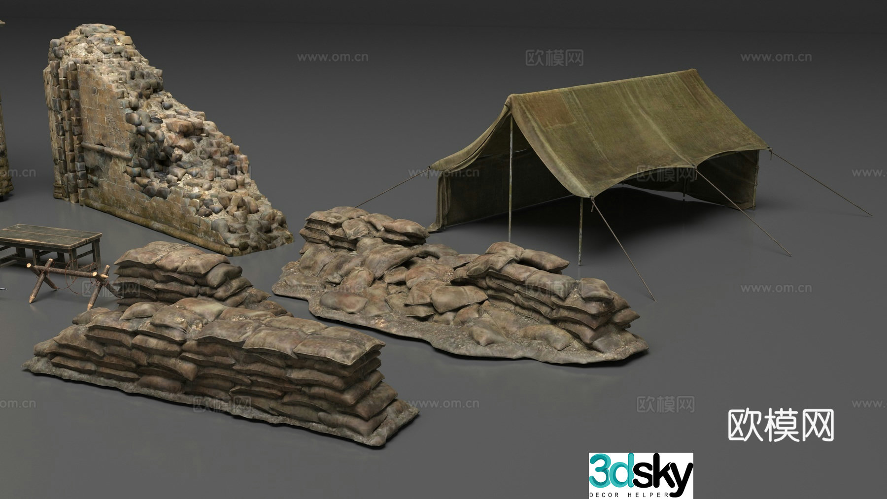 War scene props 3d model