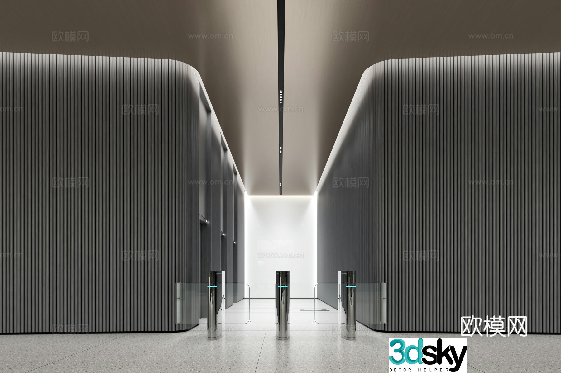 Modern office elevator hall 3d model