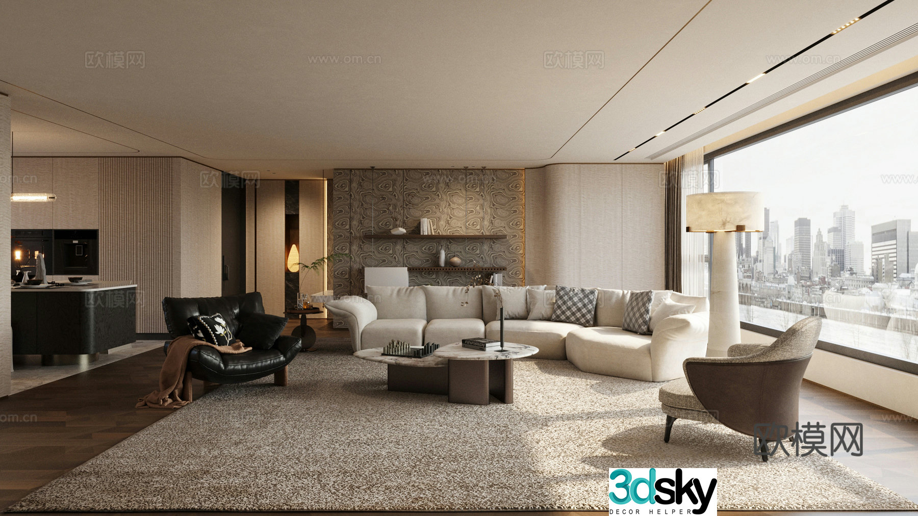 Modern home living room Haipaifeng living room large apartment living room horizontal living room 3D model