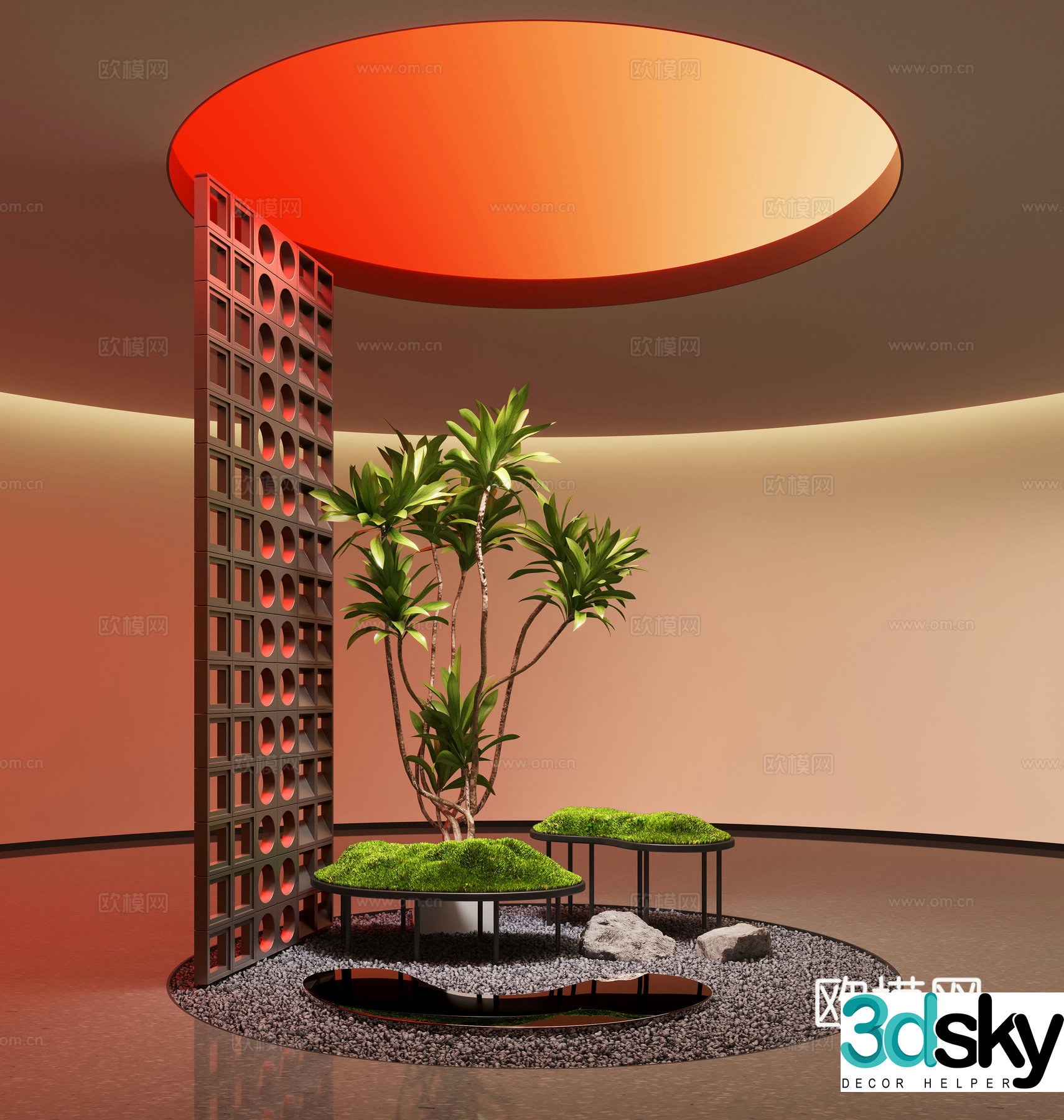 Modern plant landscape installation Bruce plants Indoor landscaping Landscape stone 3D model