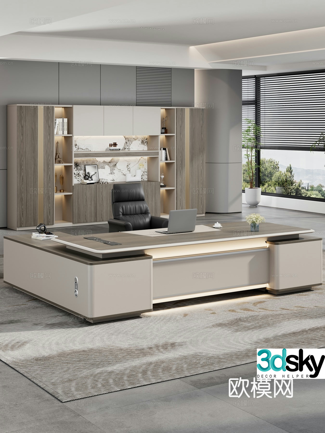 Modern office office desk chair boss desk big class desk general plant desk manager desk 3d model