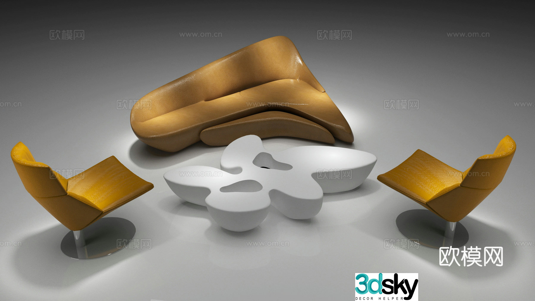BB Italia Moon Sofa Special Shape Sofa Curved Sofa Sofa Coffee Table Combination 3D Model