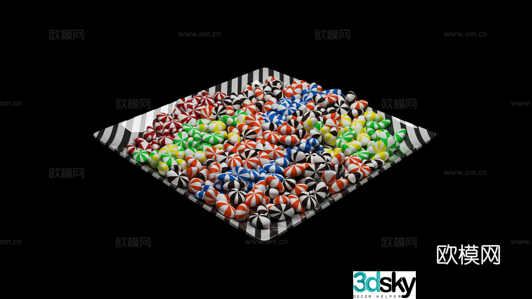 Candy beans and candy Rainbow candy 3D model