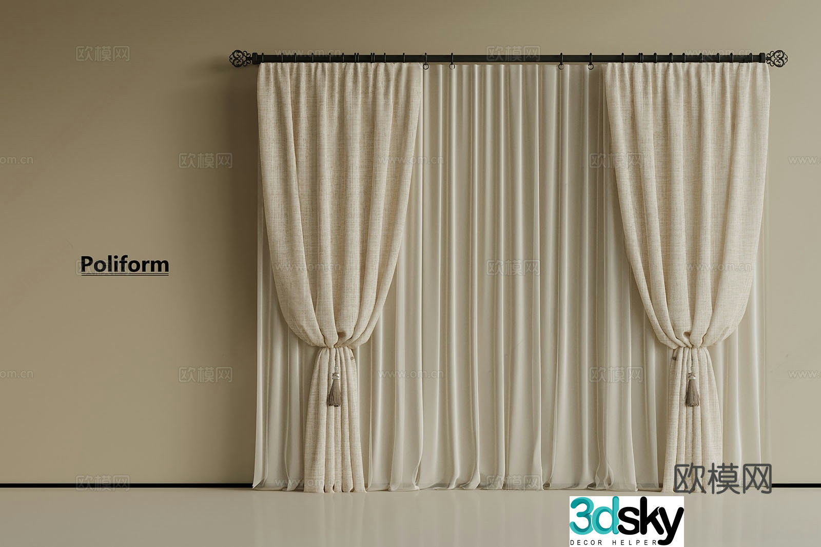 French universal curtain 3d model
