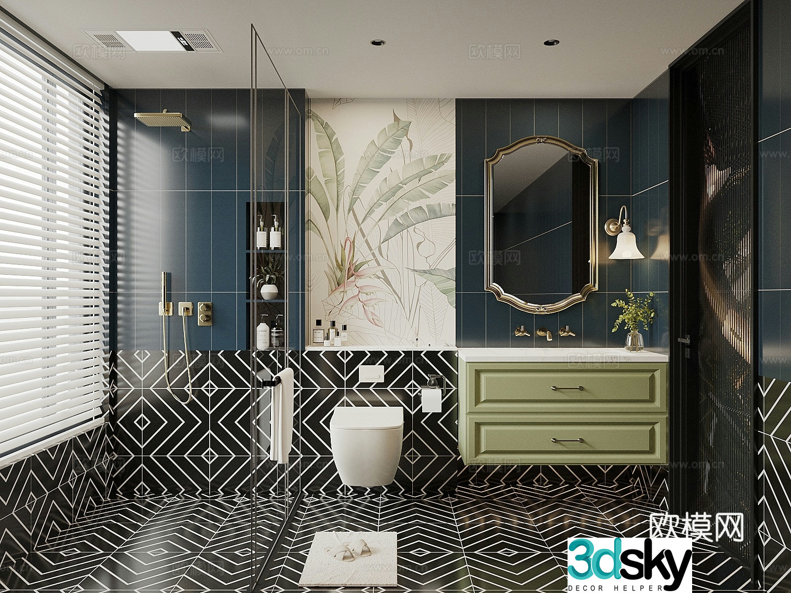 Medium style bathroom retro bathroom modern simple bathroom bathroom bathroom supplies combination 3D model