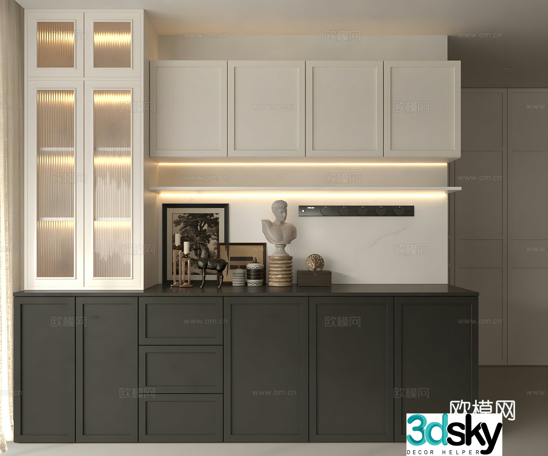 Retro medieval sideboard retro style sideboard storage cabinet hanging cabinet sideboard sideboard 3D model
