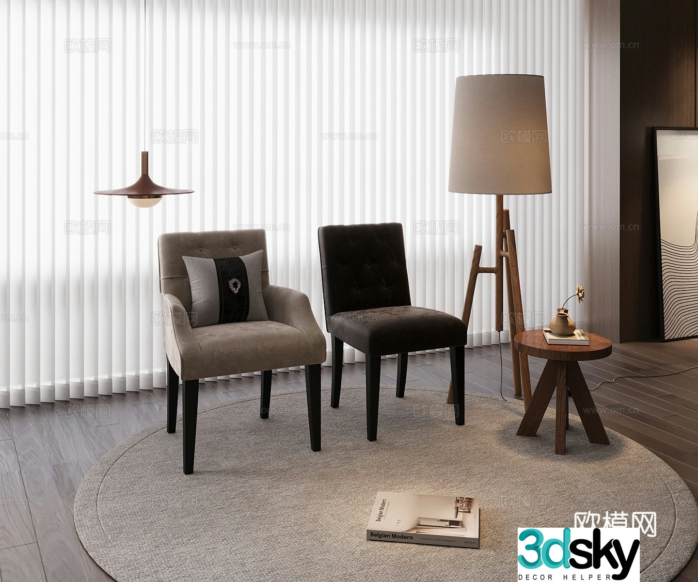 Simple European single chair 3d model