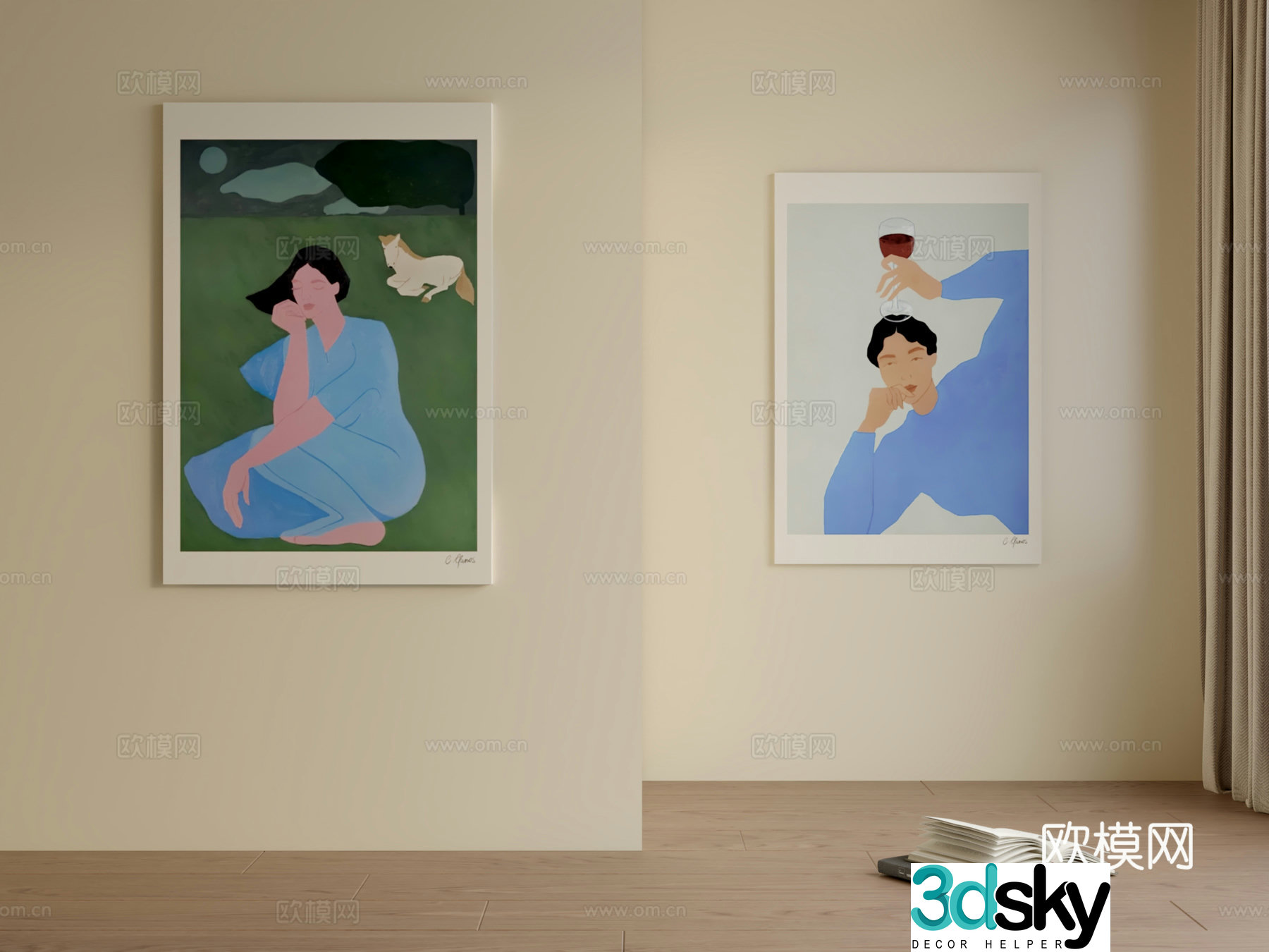 Nordic figure hanging painting 3d model
