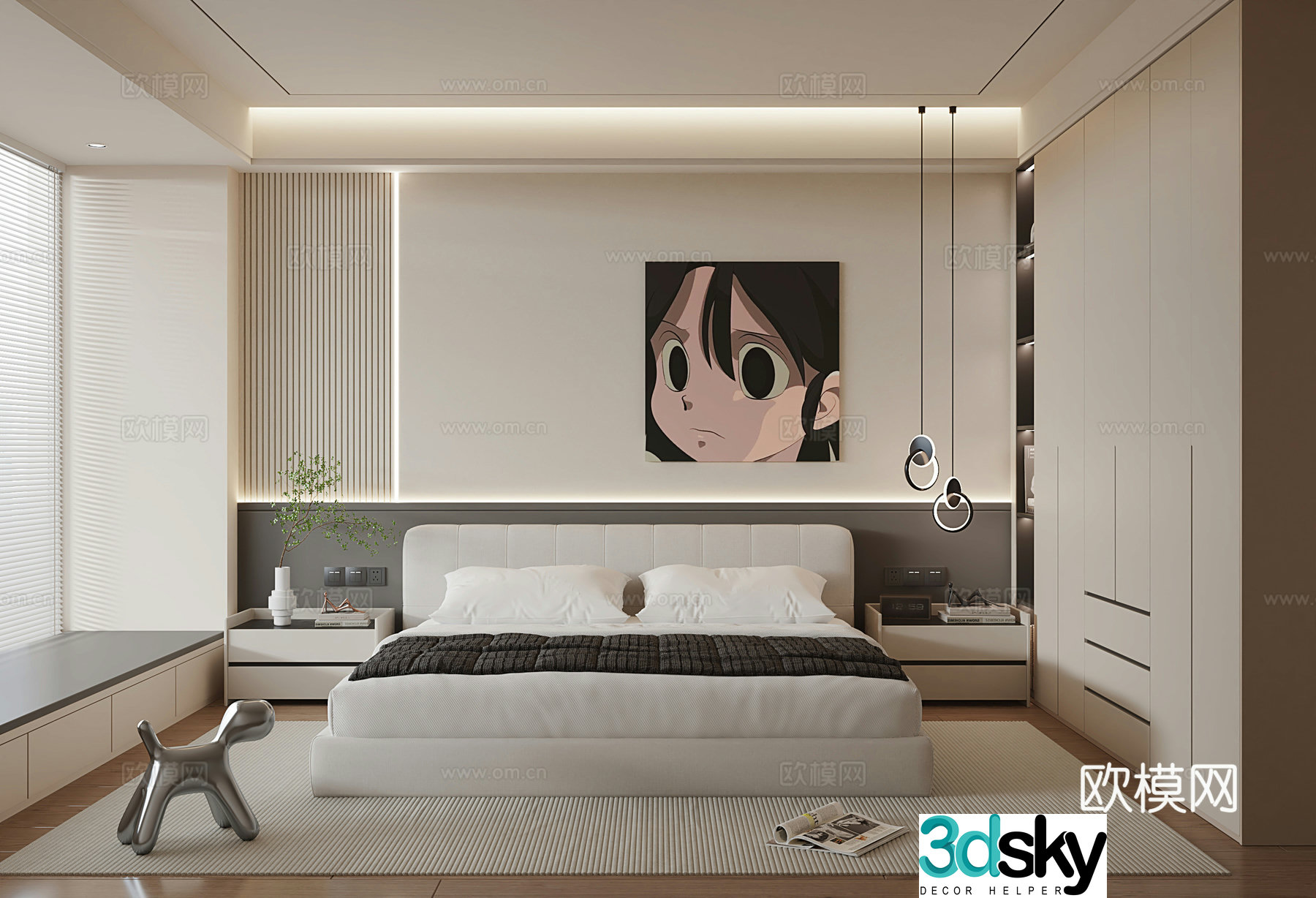 Modern home bedroom 3d model