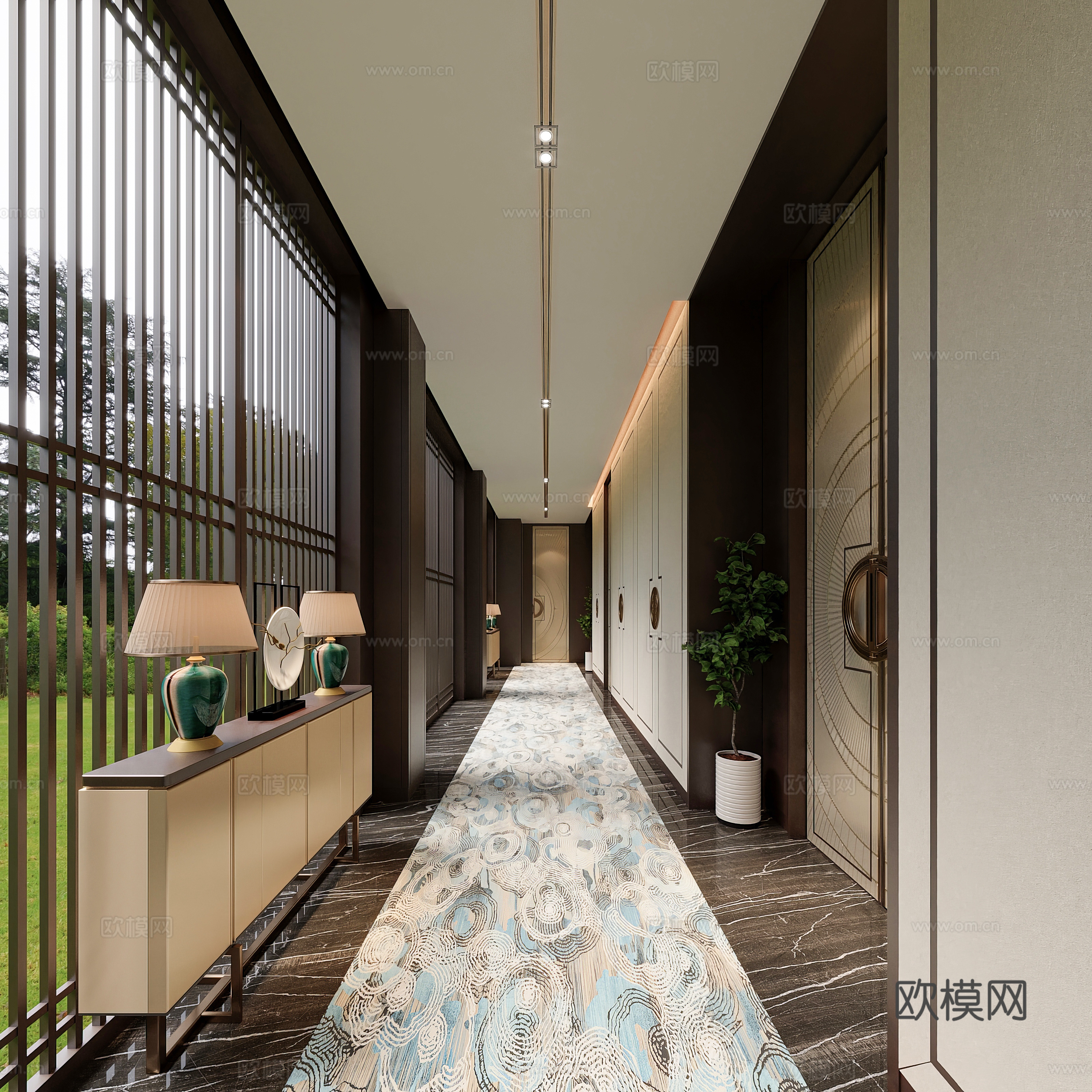 New Chinese hotel corridor 3D model