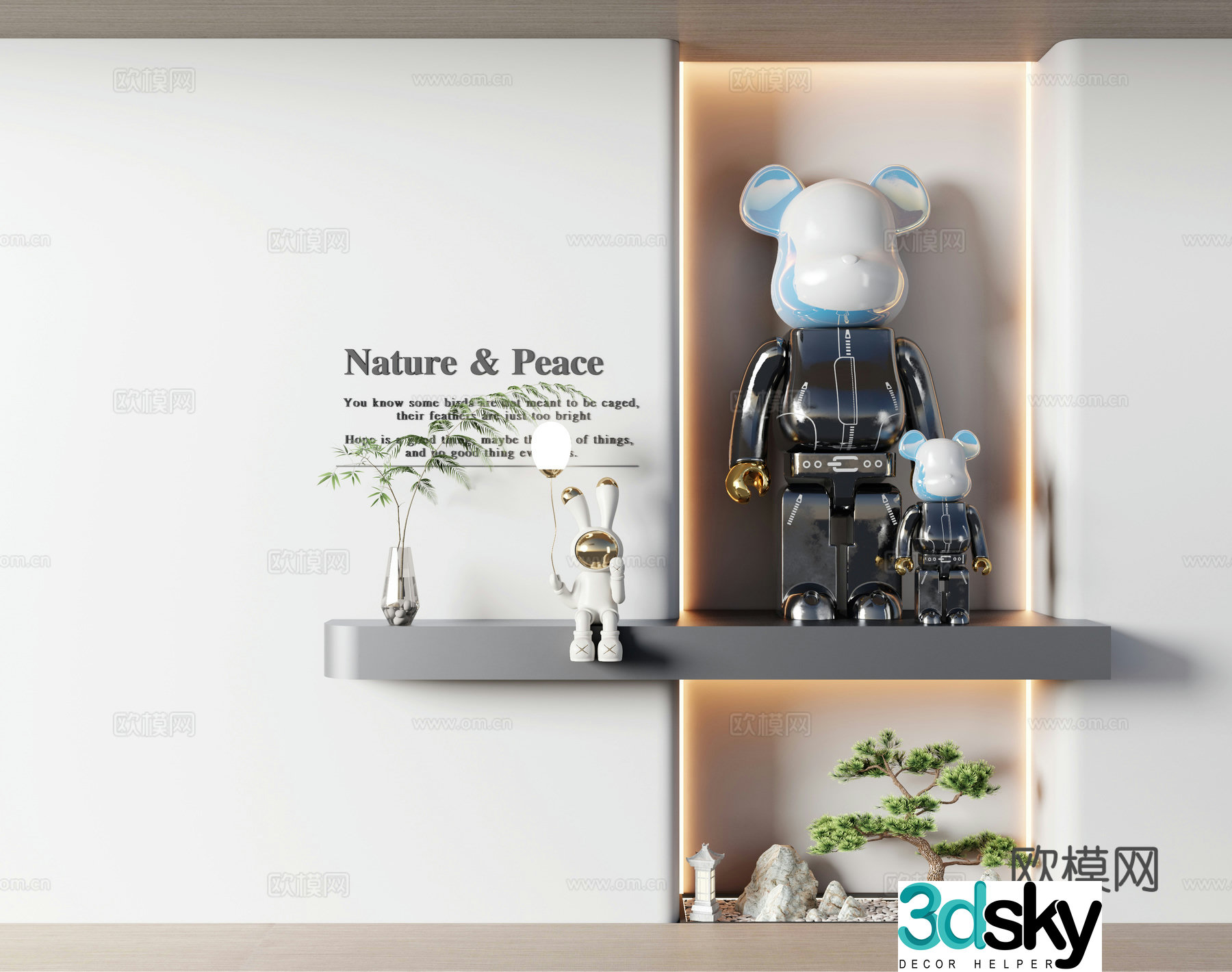 Modern sculpture ornaments Modern violent bear statue Plant 3d model