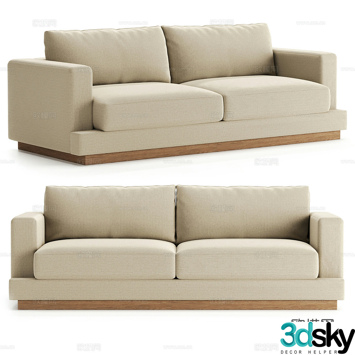 3d model of double sofa
