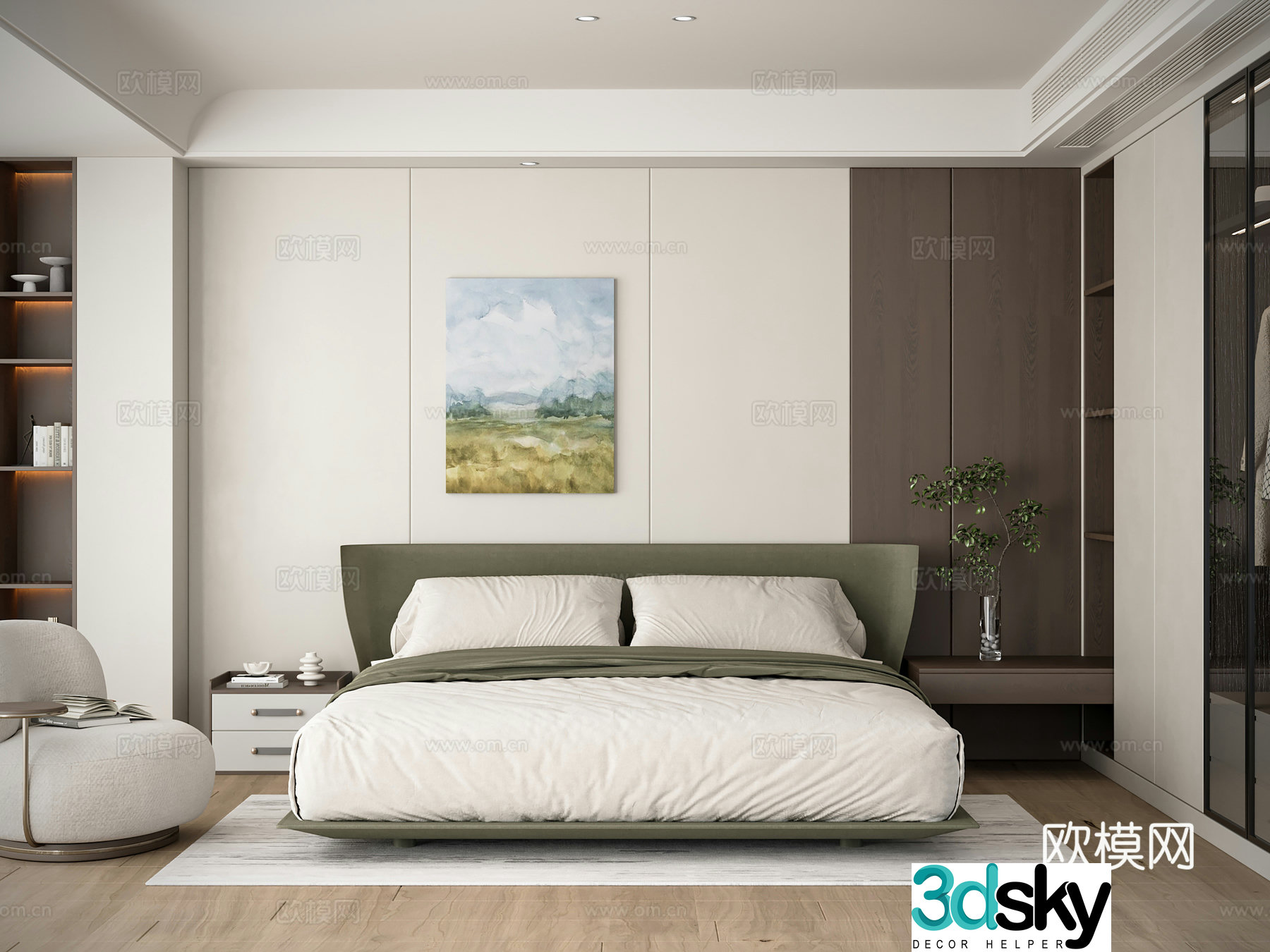Modern medieval bedroom 3d model