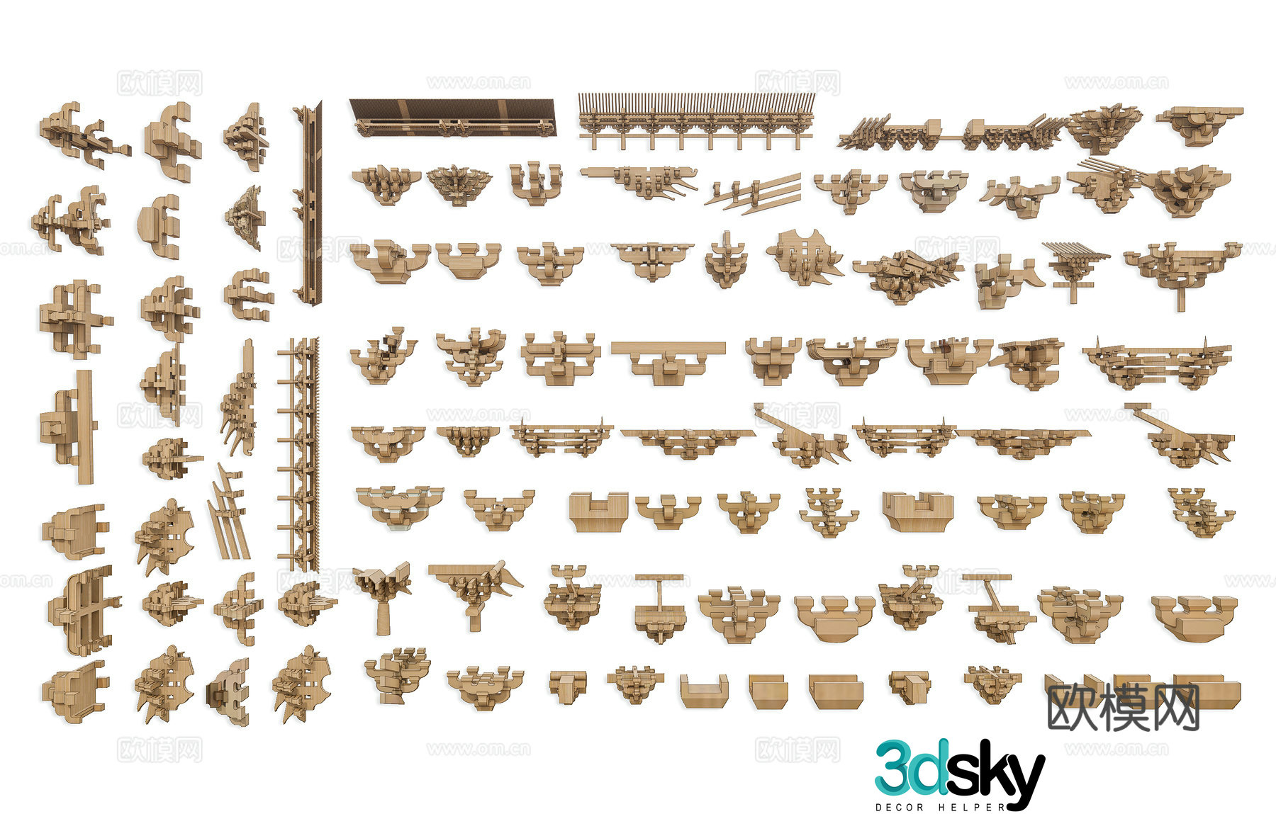 Chinese style bunker mortise and tenon structure New Chinese style ancient building bunker mortise and tenon joint structure Ancient building 3D model