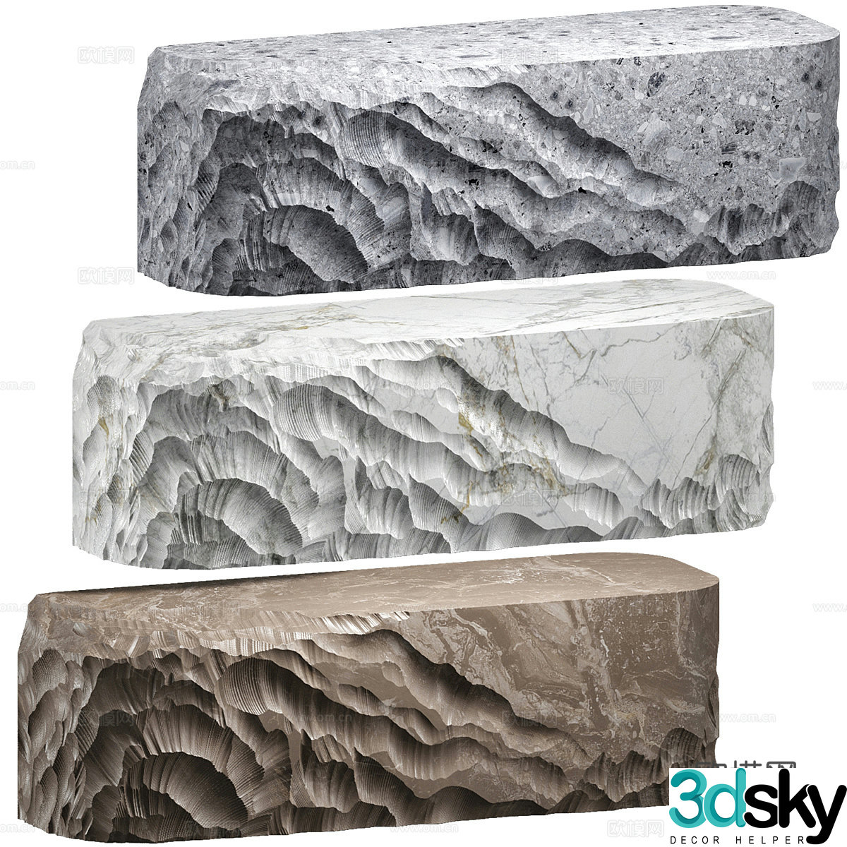 Modern Italian minimalist stone table bar 3D model