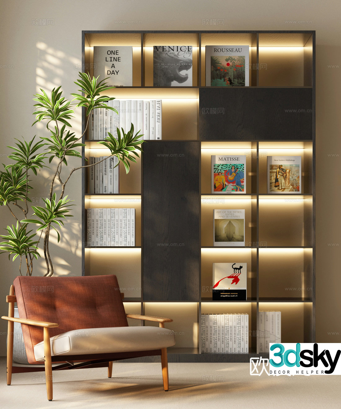 Bookcase Italian bookcase Modern bookcase Modern leisure chair Italian leisure chair 3d model