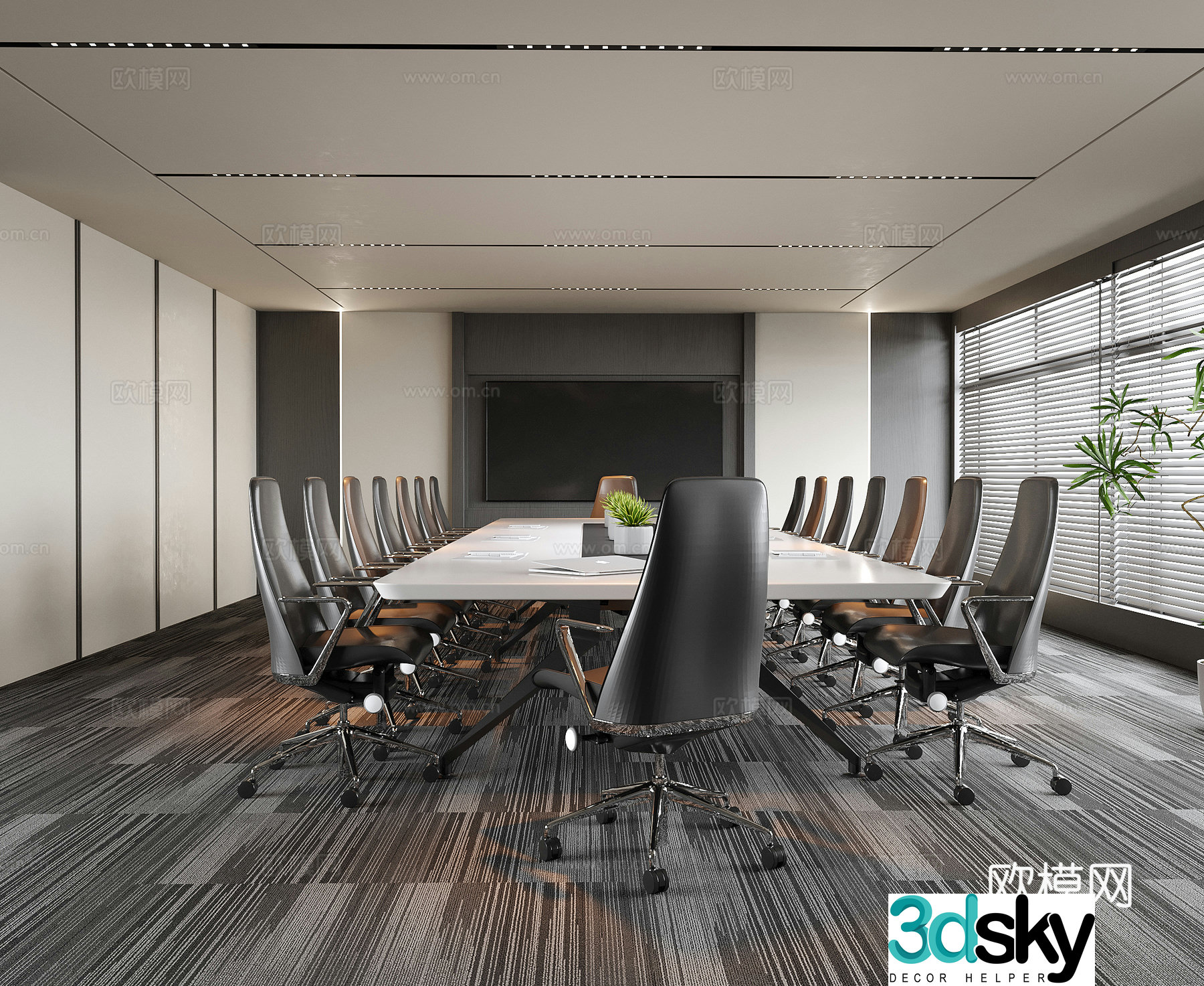 Modern conference room conference table and chair 3d model
