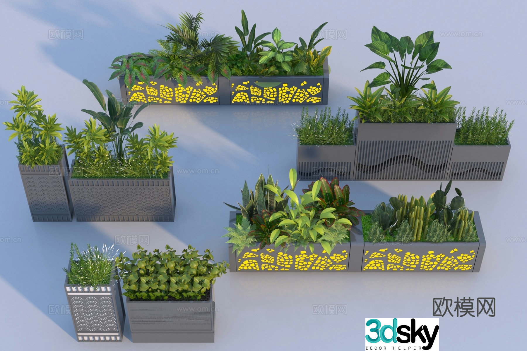 Modern plant combination flower box 3D model