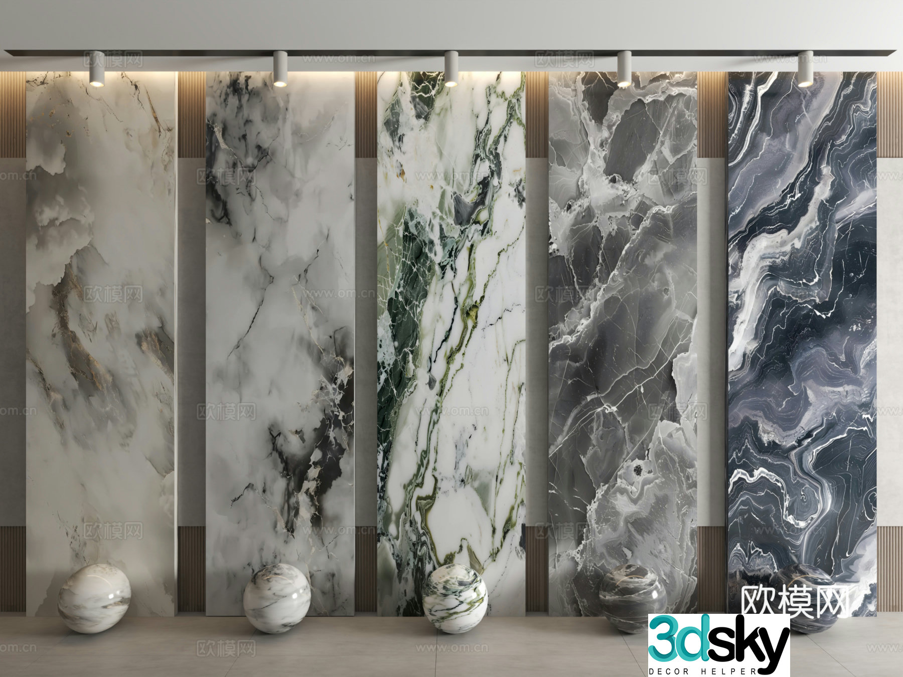 Modern stone marble stone slab cultural stone veneer 3d model