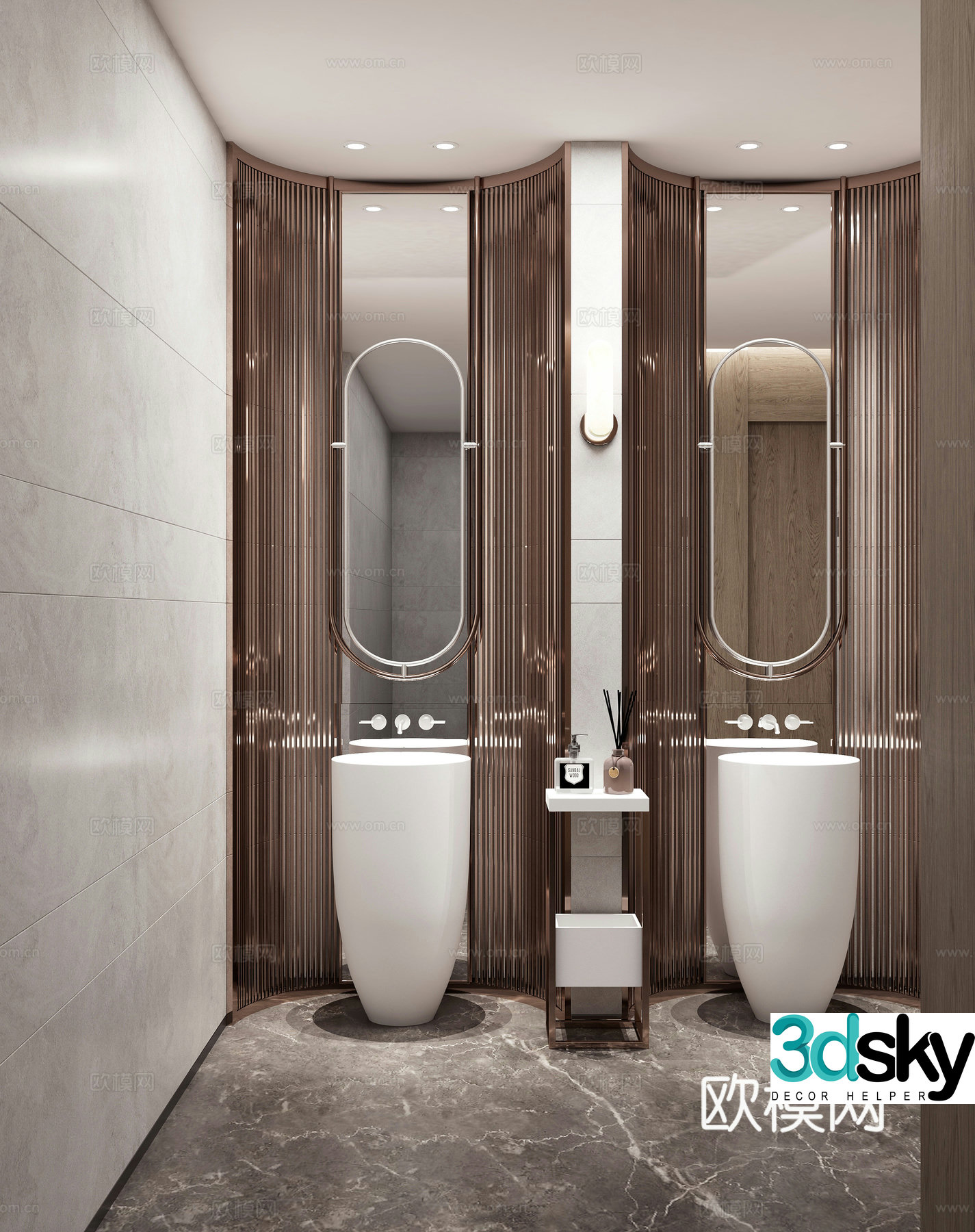 Light luxury bathroom wash basin 3D model