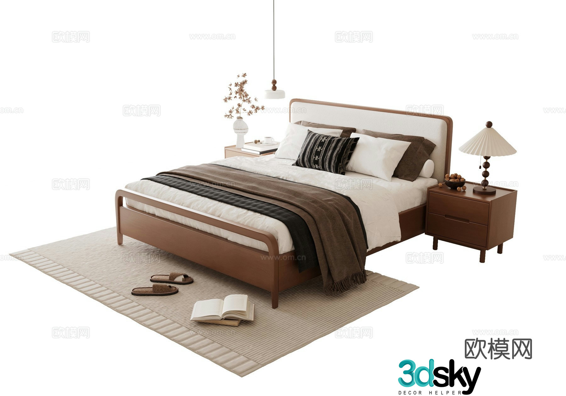 Modern medieval style double bed 3d model