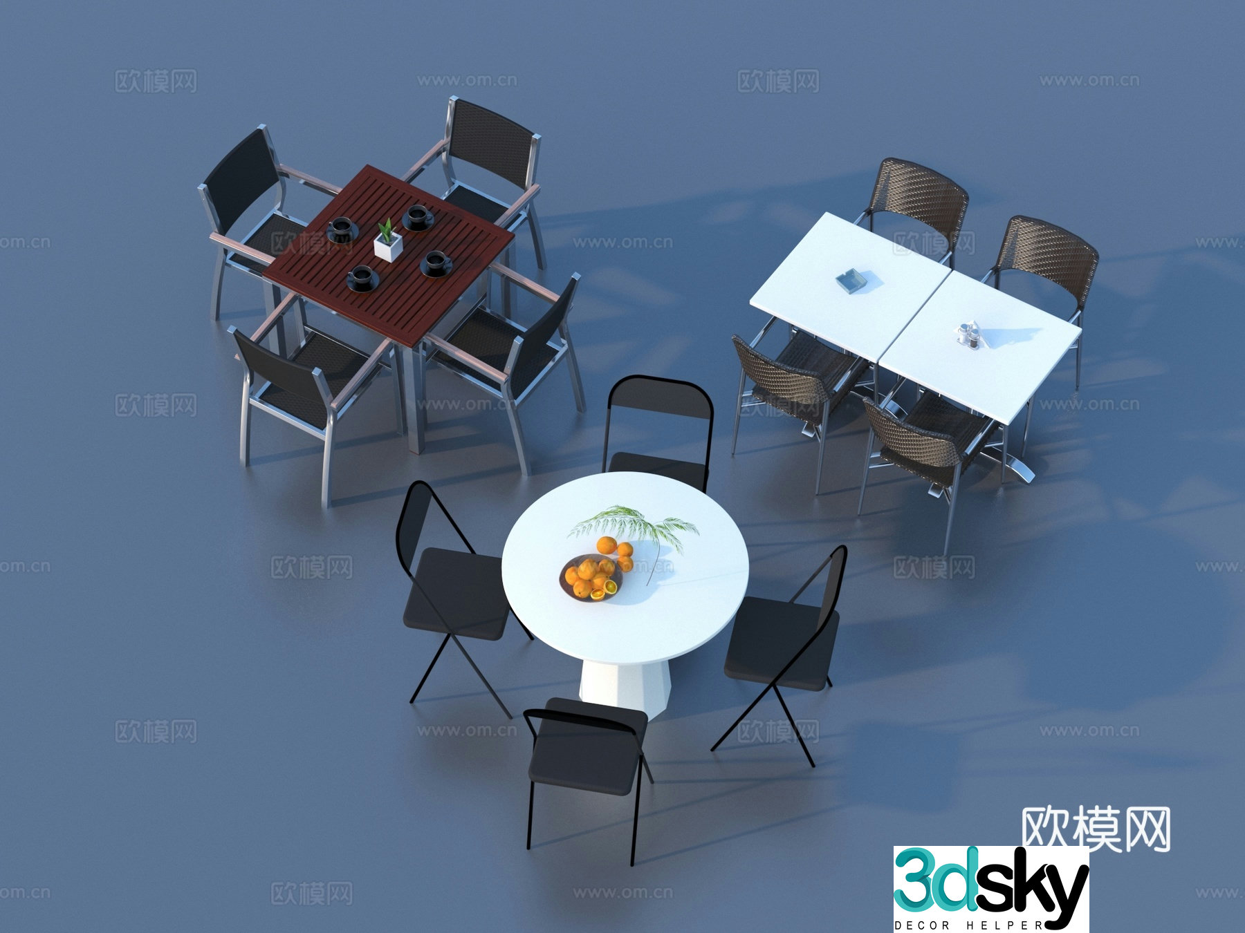 Dining table and chair combination Dining table Dining chair 3d model