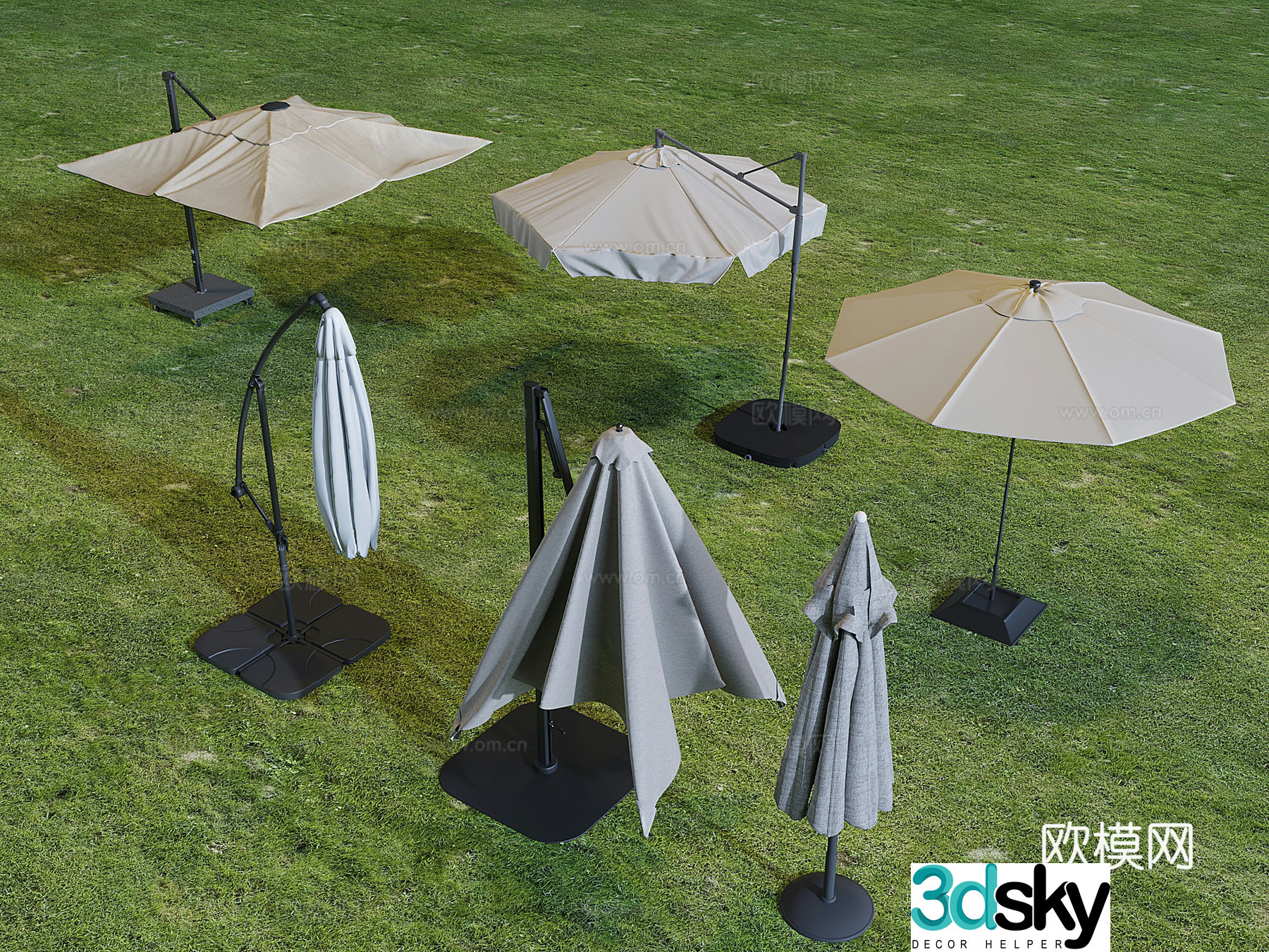 Outdoor awning parasol folding parasol 3d model
