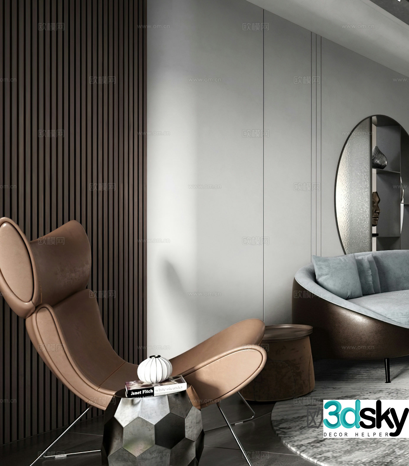 Italian style lounge chair modern lounge chair modern leisure chair Italian style lounge chair rocking chair light luxury 3D model