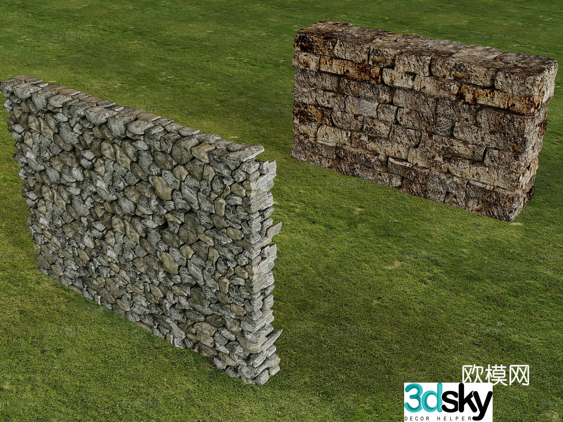 Stone wall stone wall landscape wall courtyard rural fence stone slab wall 3d model