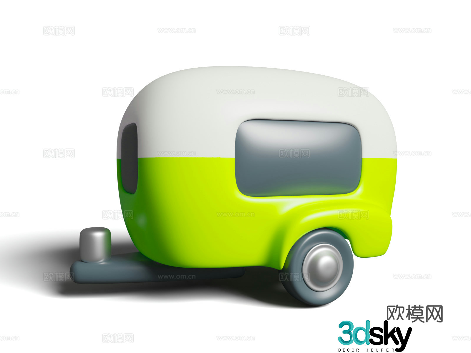 Outdoor camping cartoon style camping spring and summer travel travel tent camping trailer Ca3d model