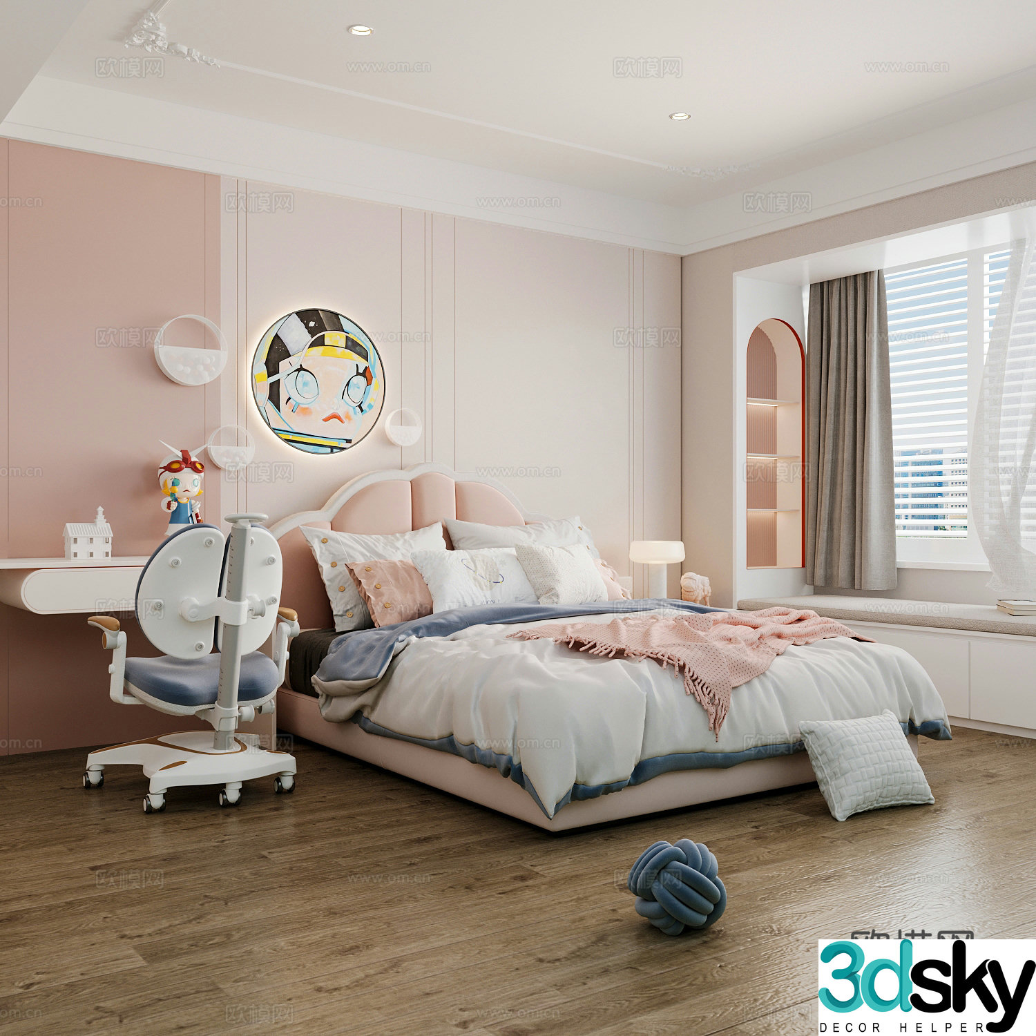 Modern children’s room boy’s room girl’s room children’s bed children’s wardrobe children’s desk 3d model