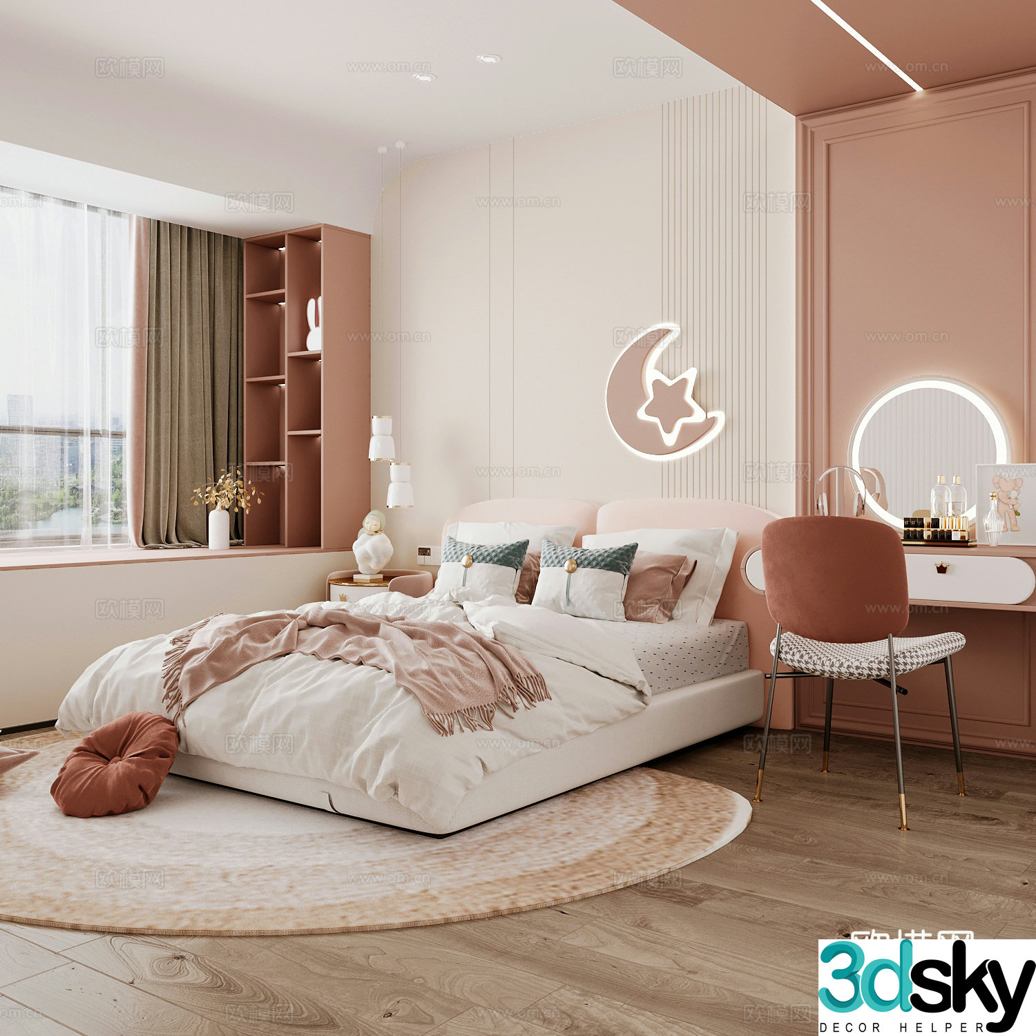 Modern children’s room boy’s room girl’s room children’s bed children’s wardrobe children’s desk 3d model