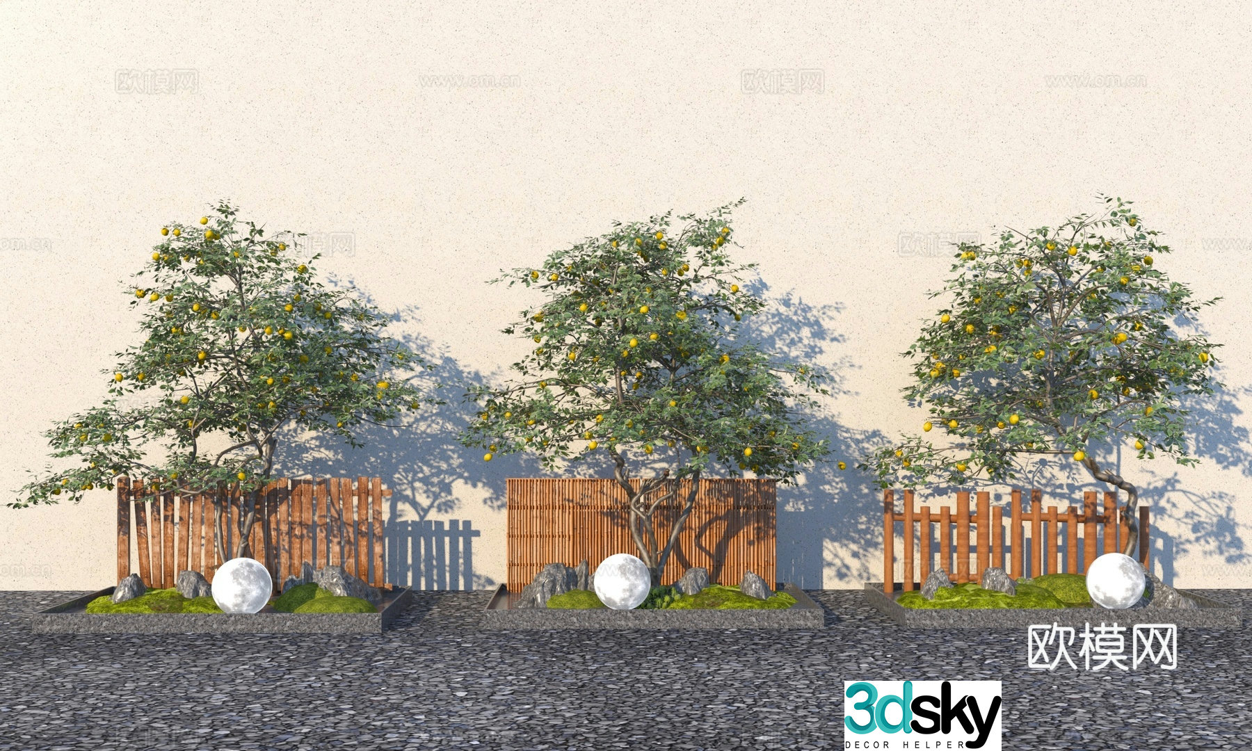 Modern tree lemon tree 3d model