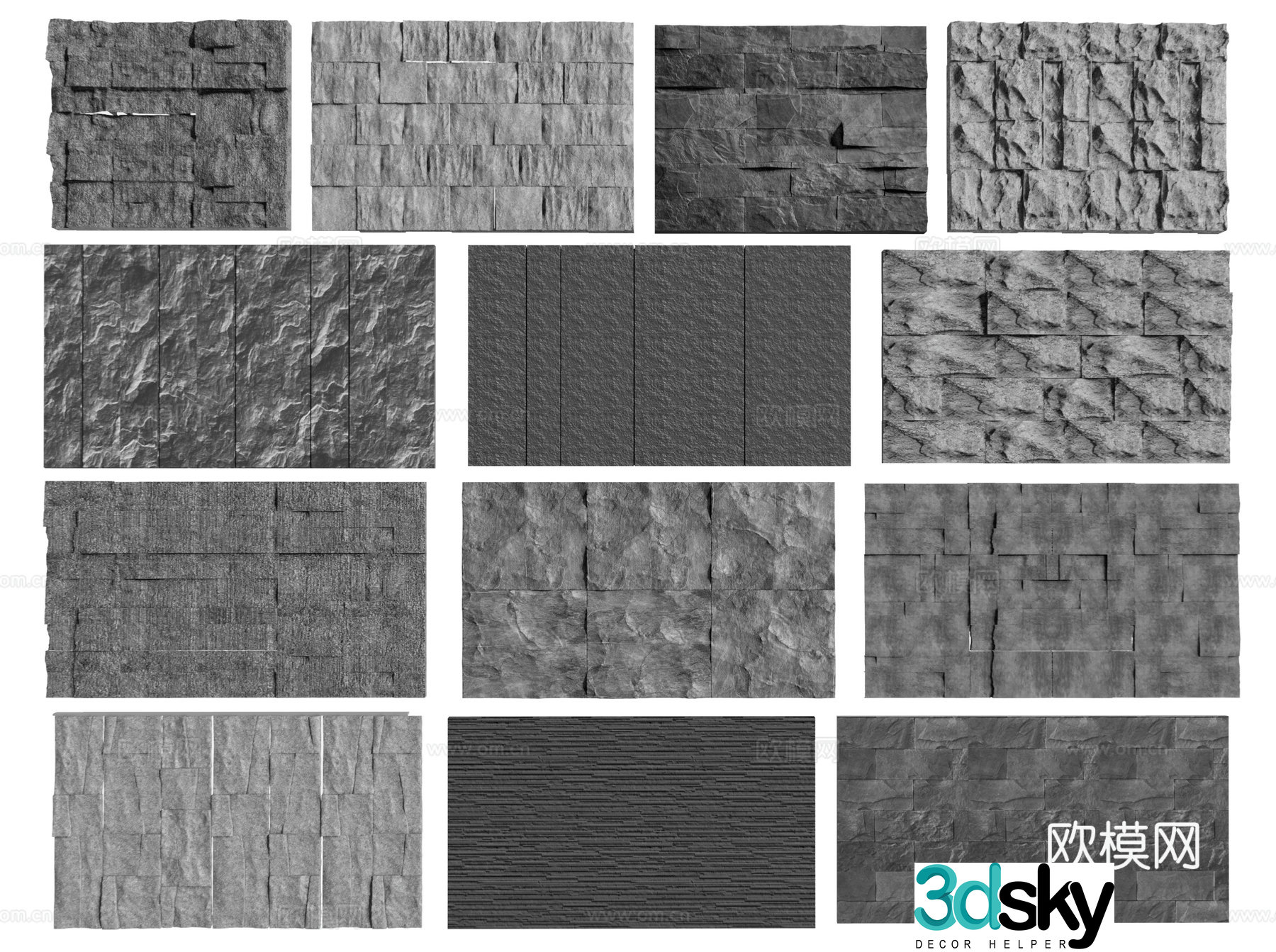New Chinese-style rock wall matte stone landscape wall natural surface stone cultural stone wall rock slab background wall 3D model