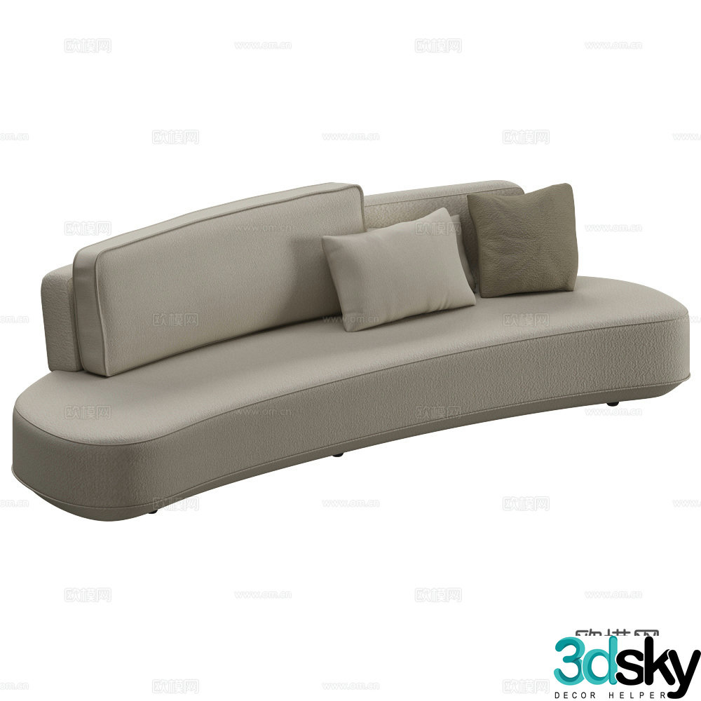 Modern Italian curved fabric sofa 3D model