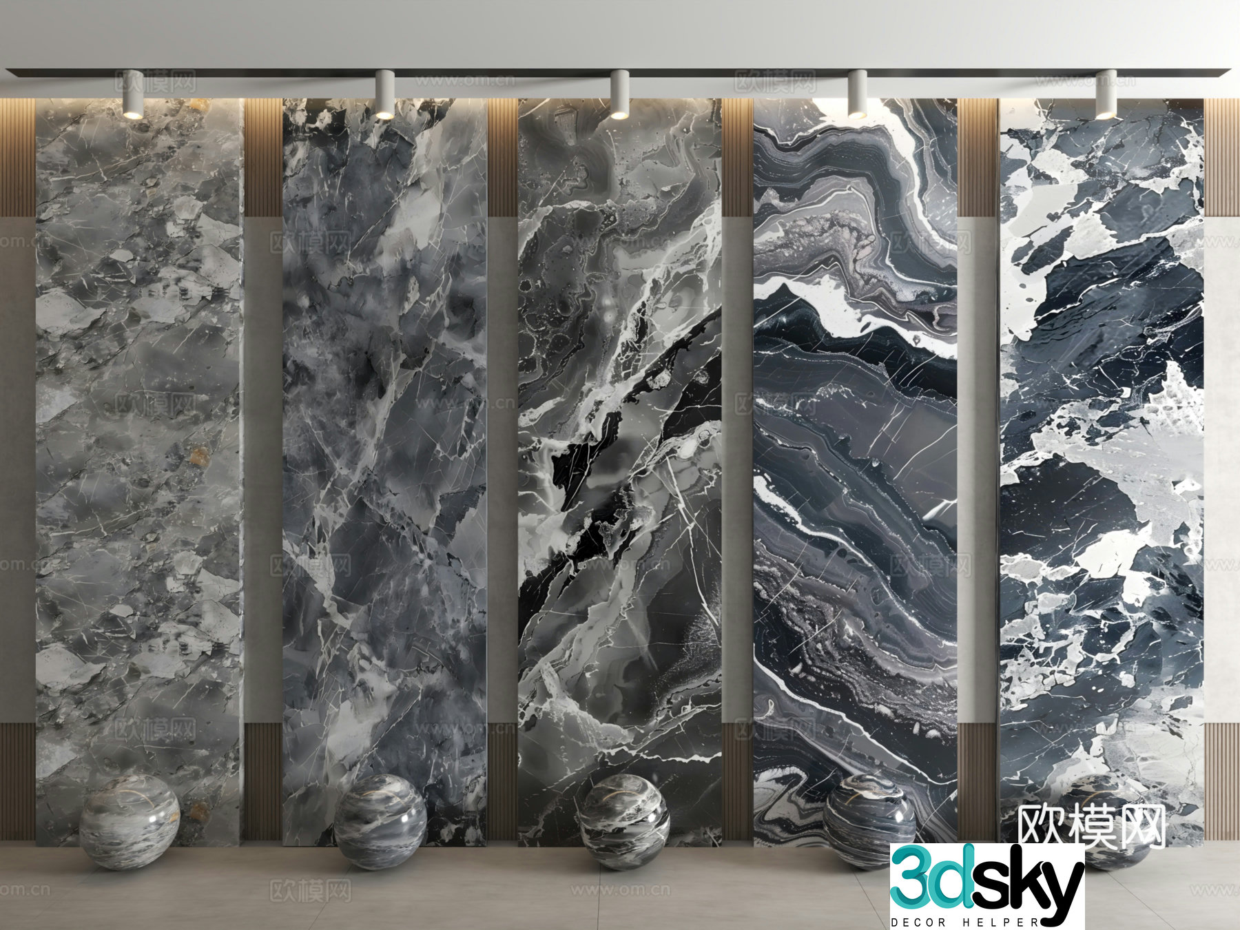 Modern stone marble stone slab cultural stone veneer 3d model