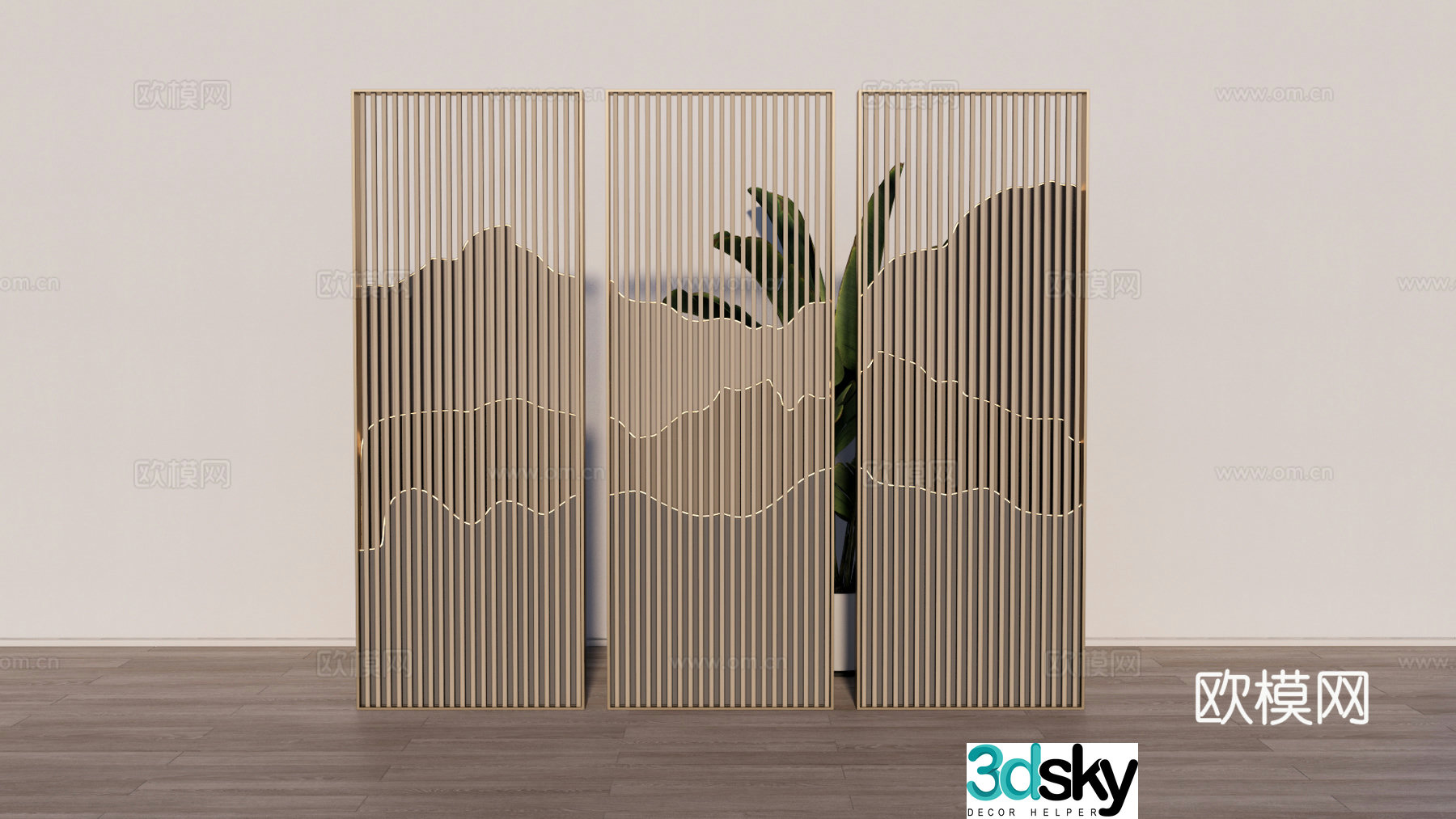 New Chinese grille screen partition 3D model