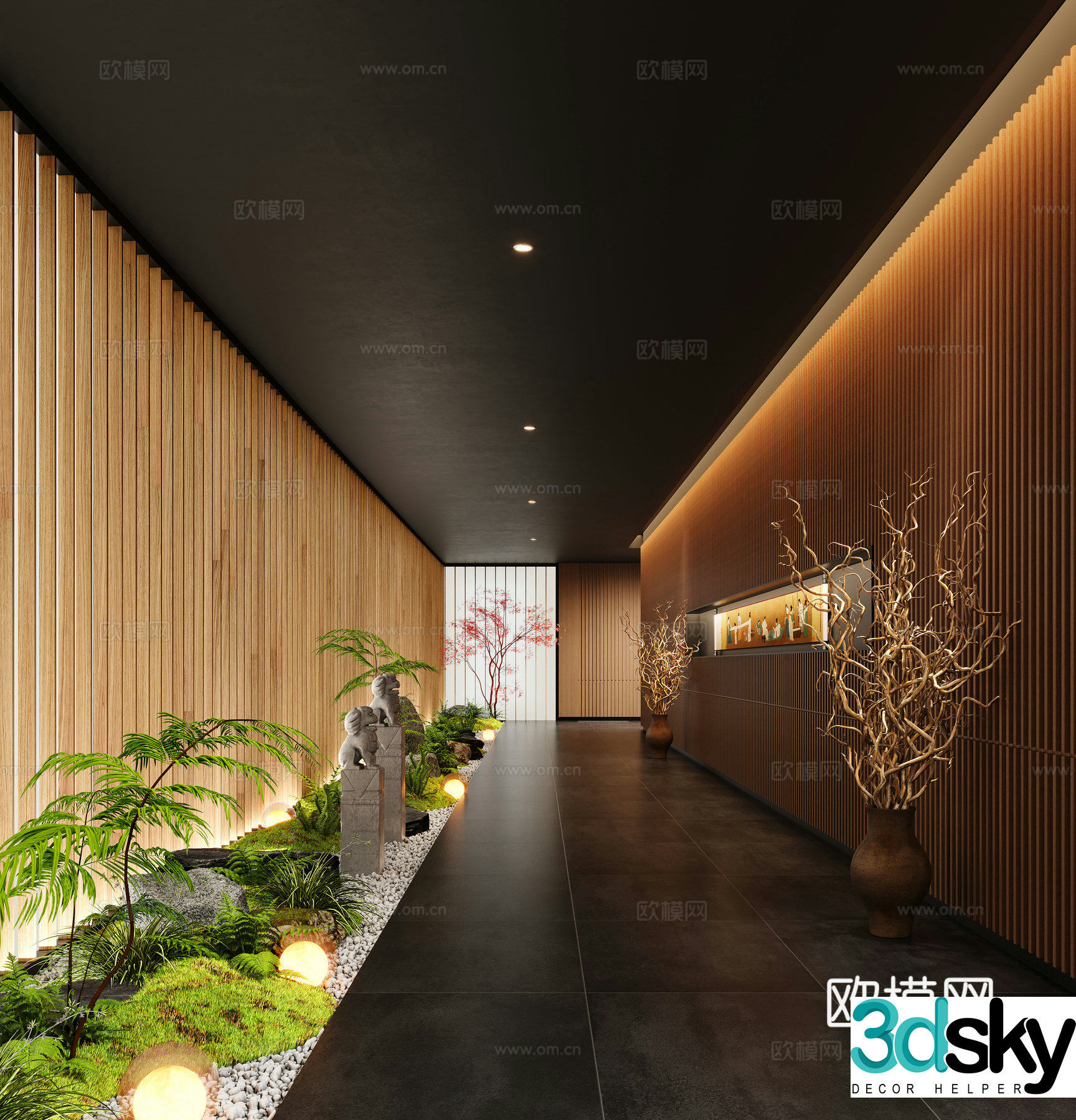 Modern aisle Interior Landscape Landscape Aisle Landscape 3D Model