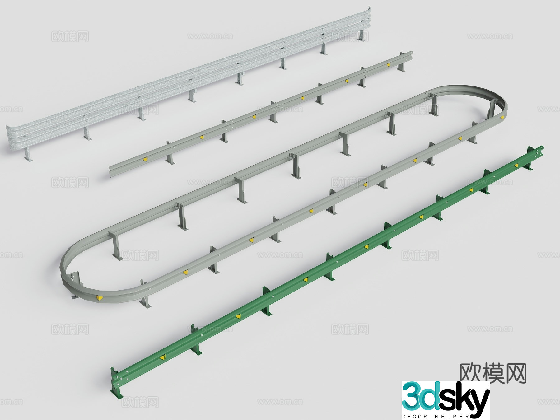 Modern roadside guardrail highway guardrail corrugated guardrail highway guardrail road guardrail road barrier 3d model