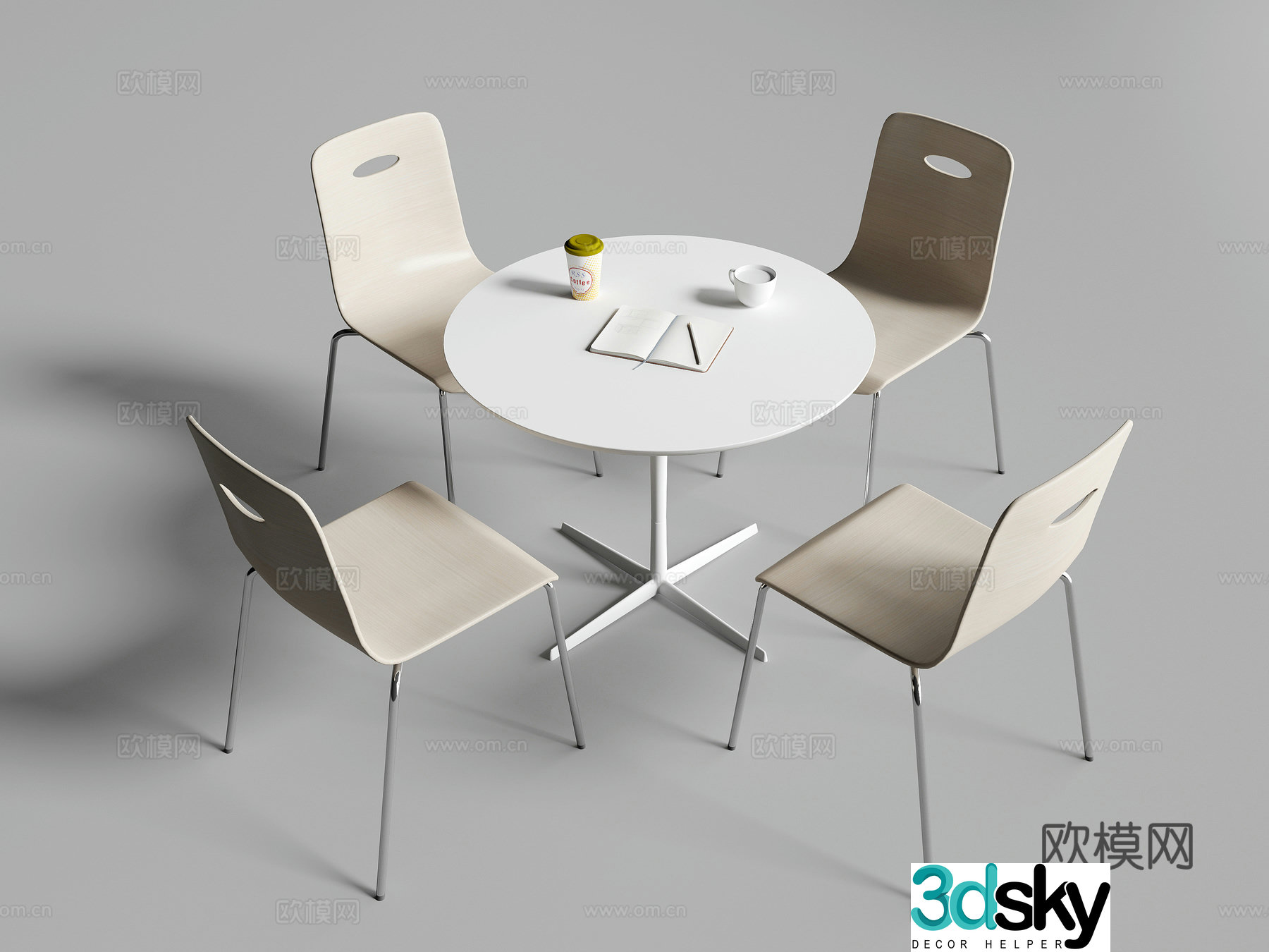 Modern negotiation table and chair combination round table ornament 3D model