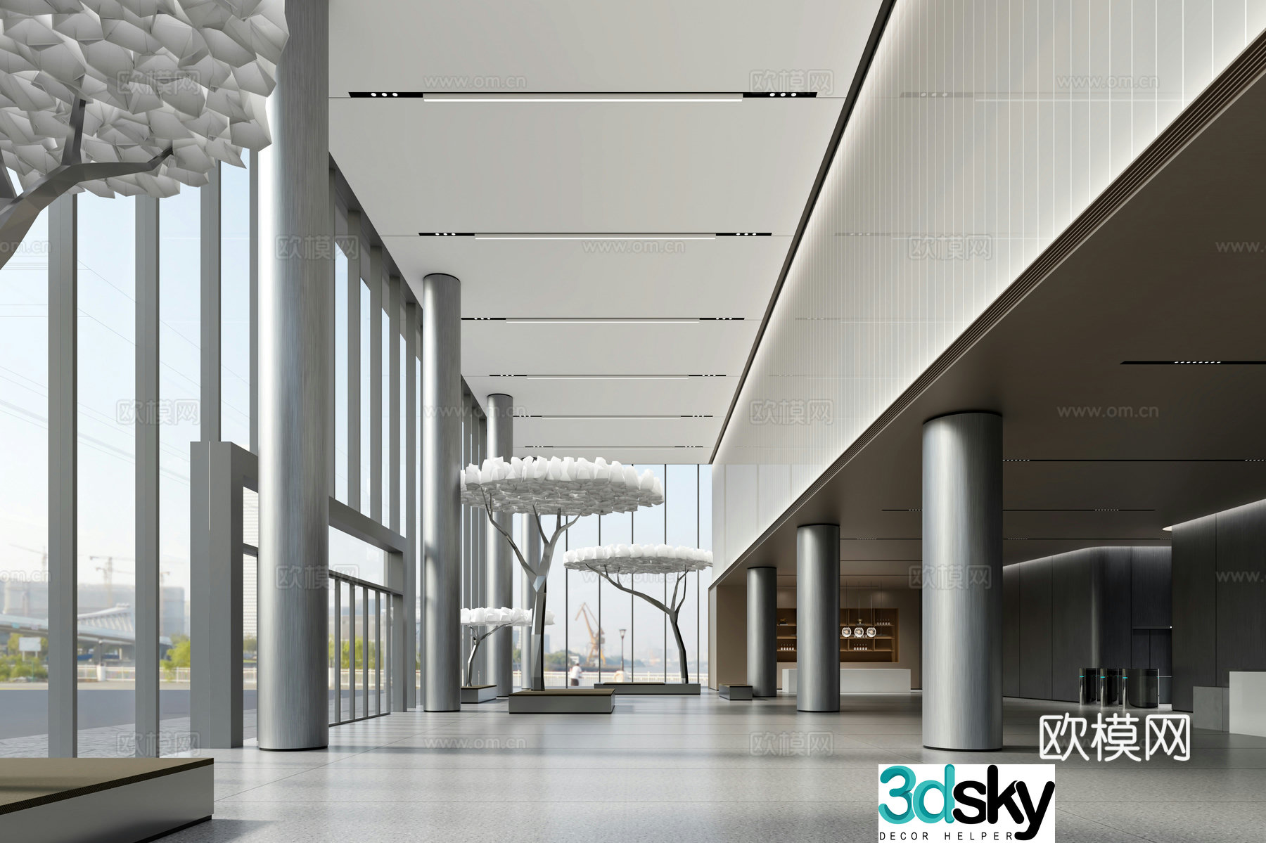 Modern office lobby 3d model