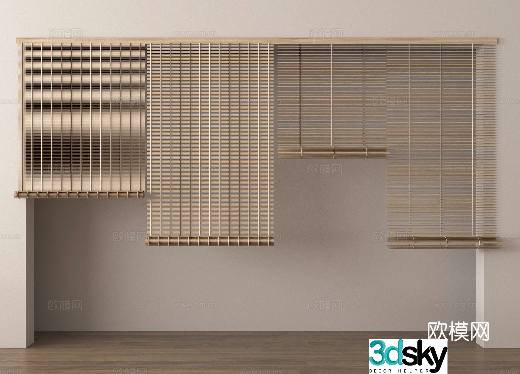 Venetian blinds bamboo curtain roller blind 3d model