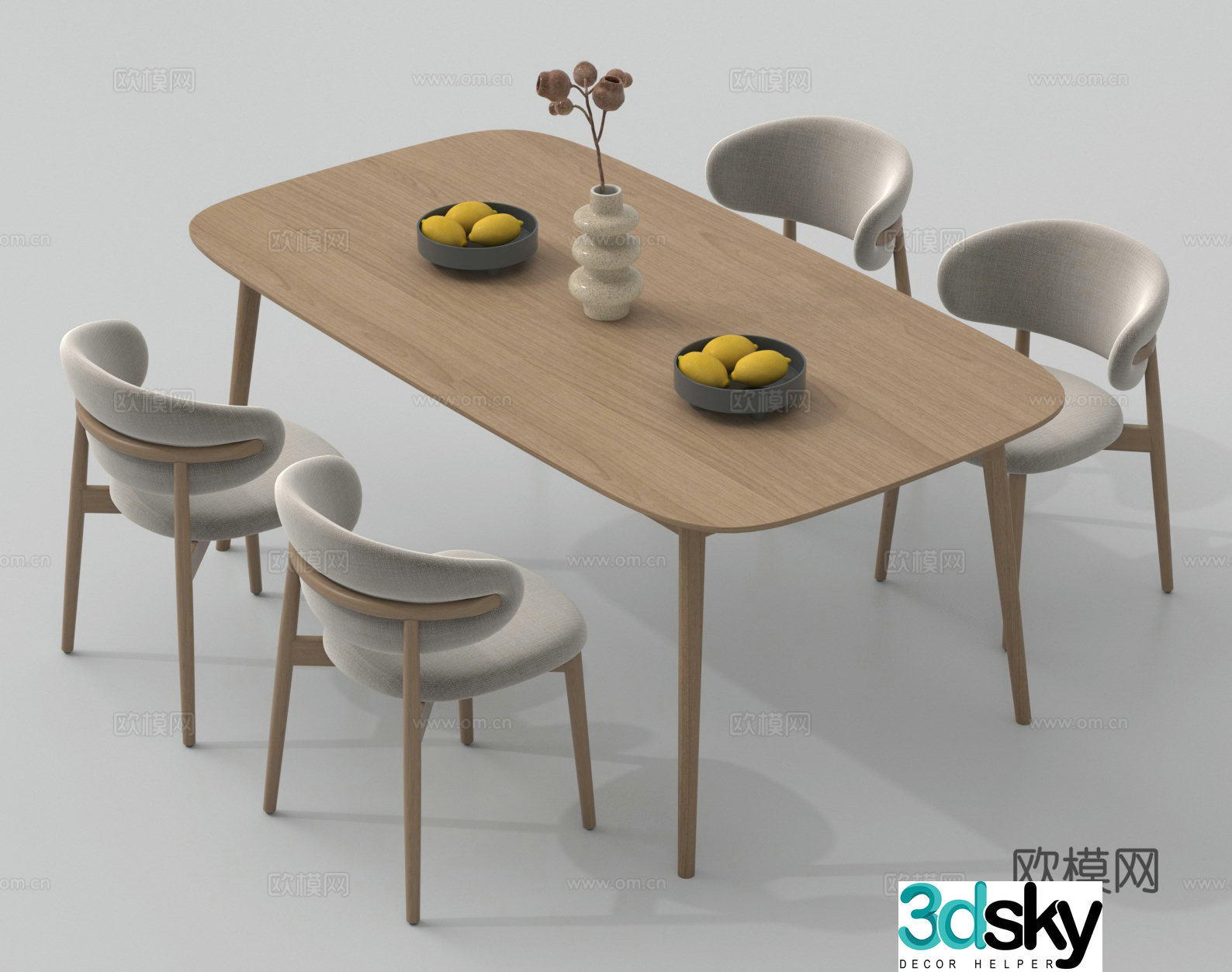 Dining table and chairs strip dining table dining table dining chair 3d model