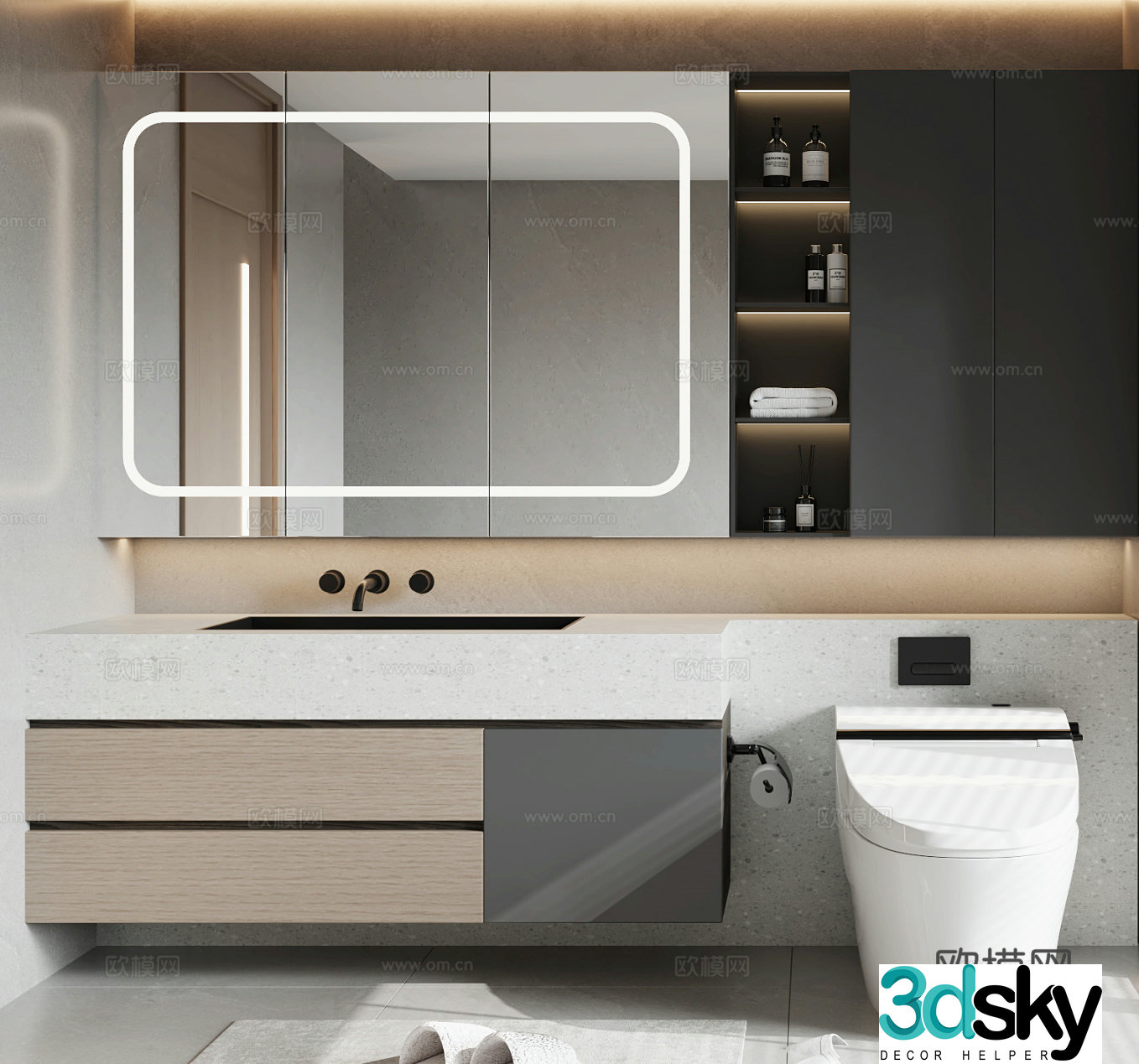 Modern bathroom cabinet combination 3D model