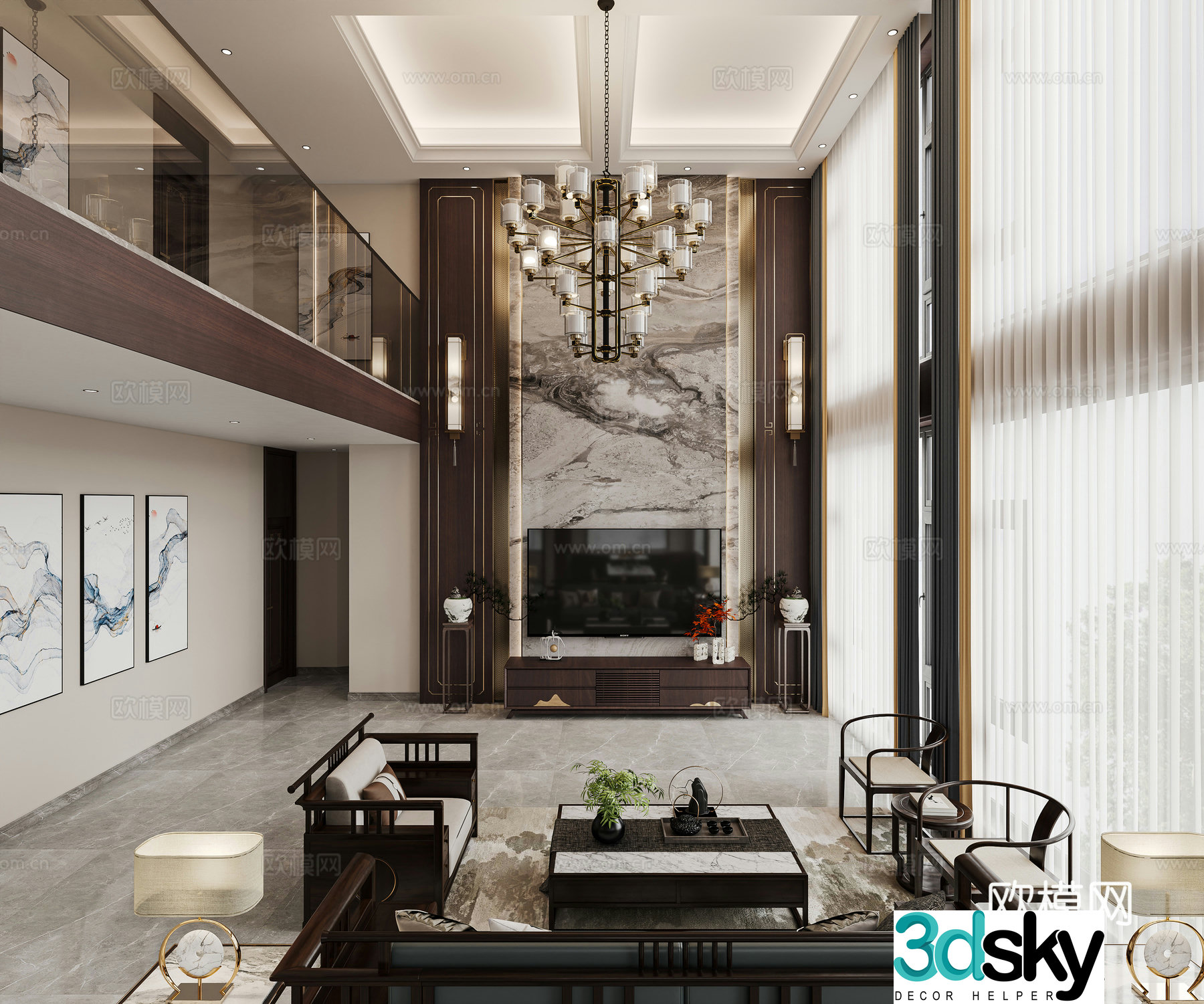 New Chinese style villa picking Airbus restaurant 3D model