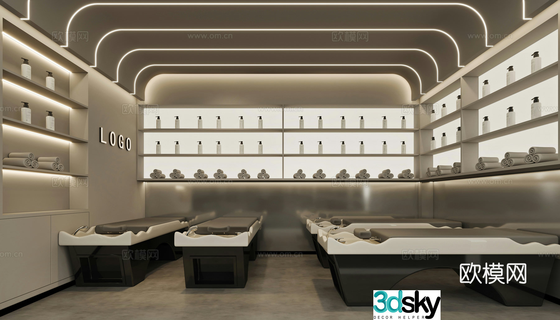 Modern barber shop 3d model