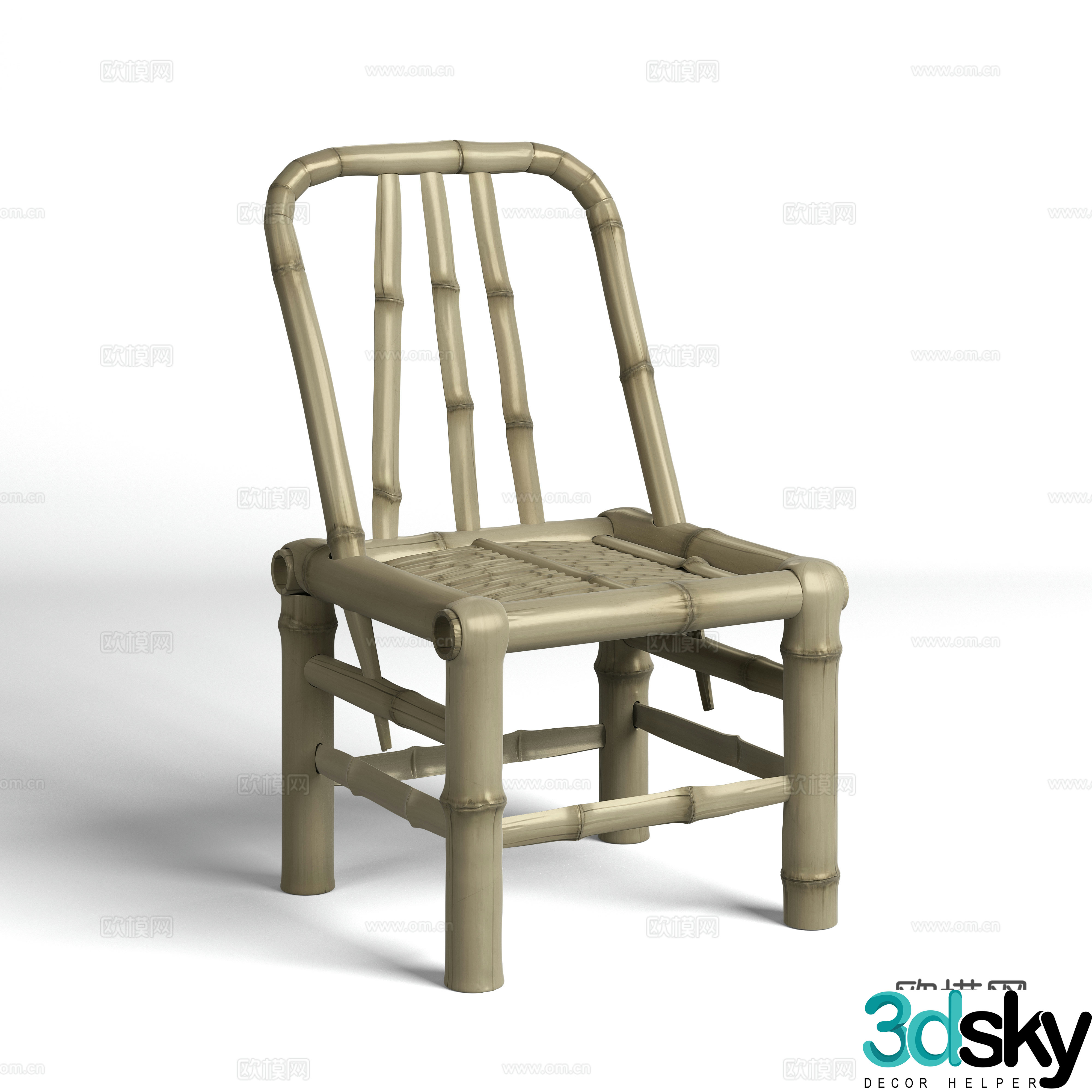 Traditional Jiangnan bamboo chair old Shanghai nostalgic bamboo chair 3d model