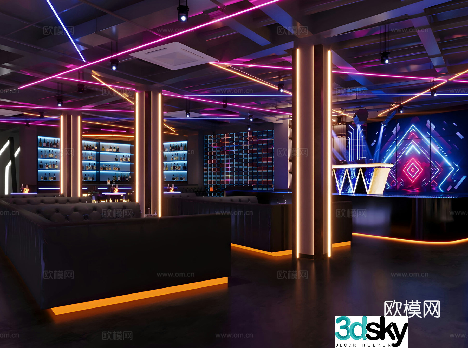Modern light luxury bar bar Qingba 3d model